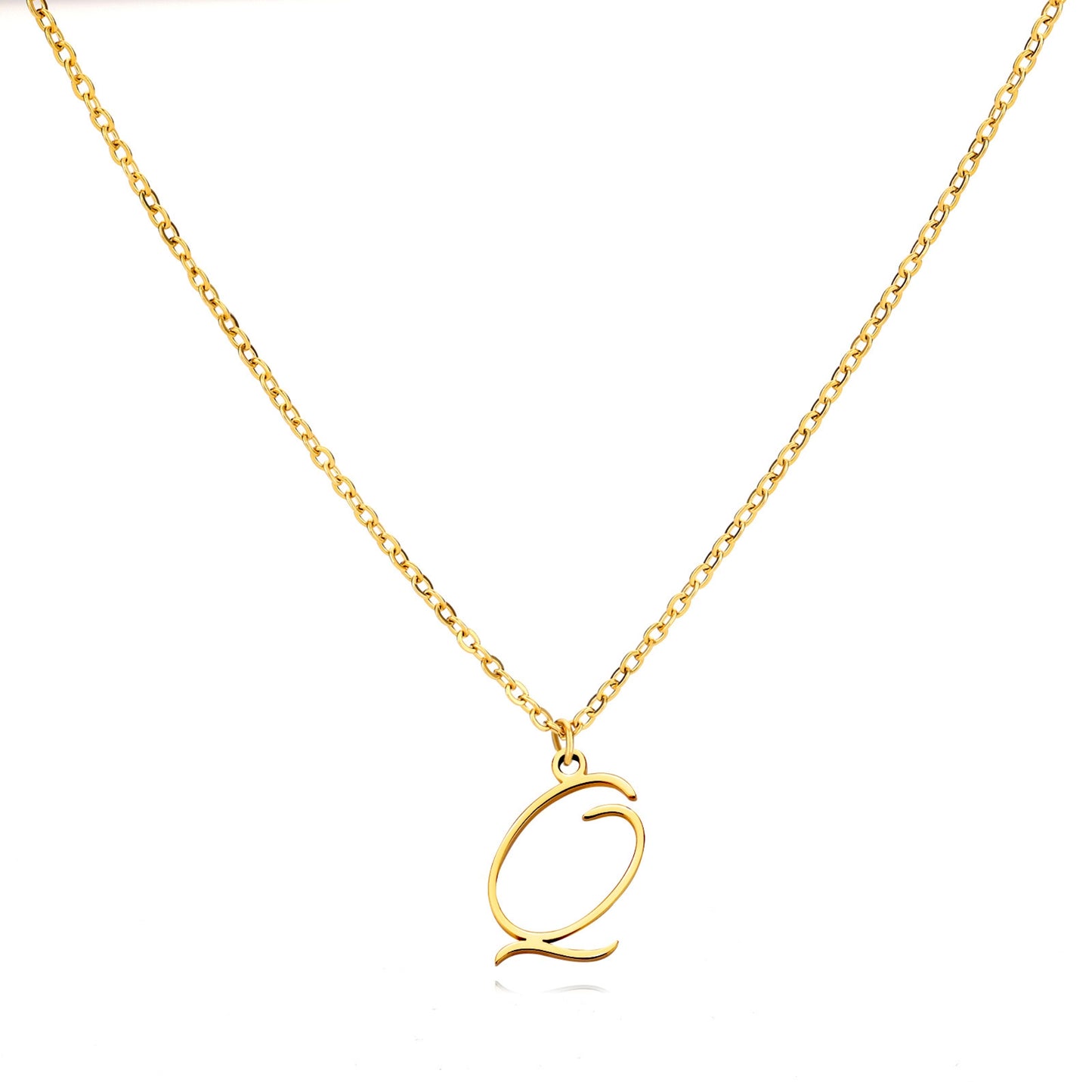 18K Gold Plated Stainless Steel Hypoallergenic Waterproof Tarnish Free  Allura Alphabet Necklaces The Aura