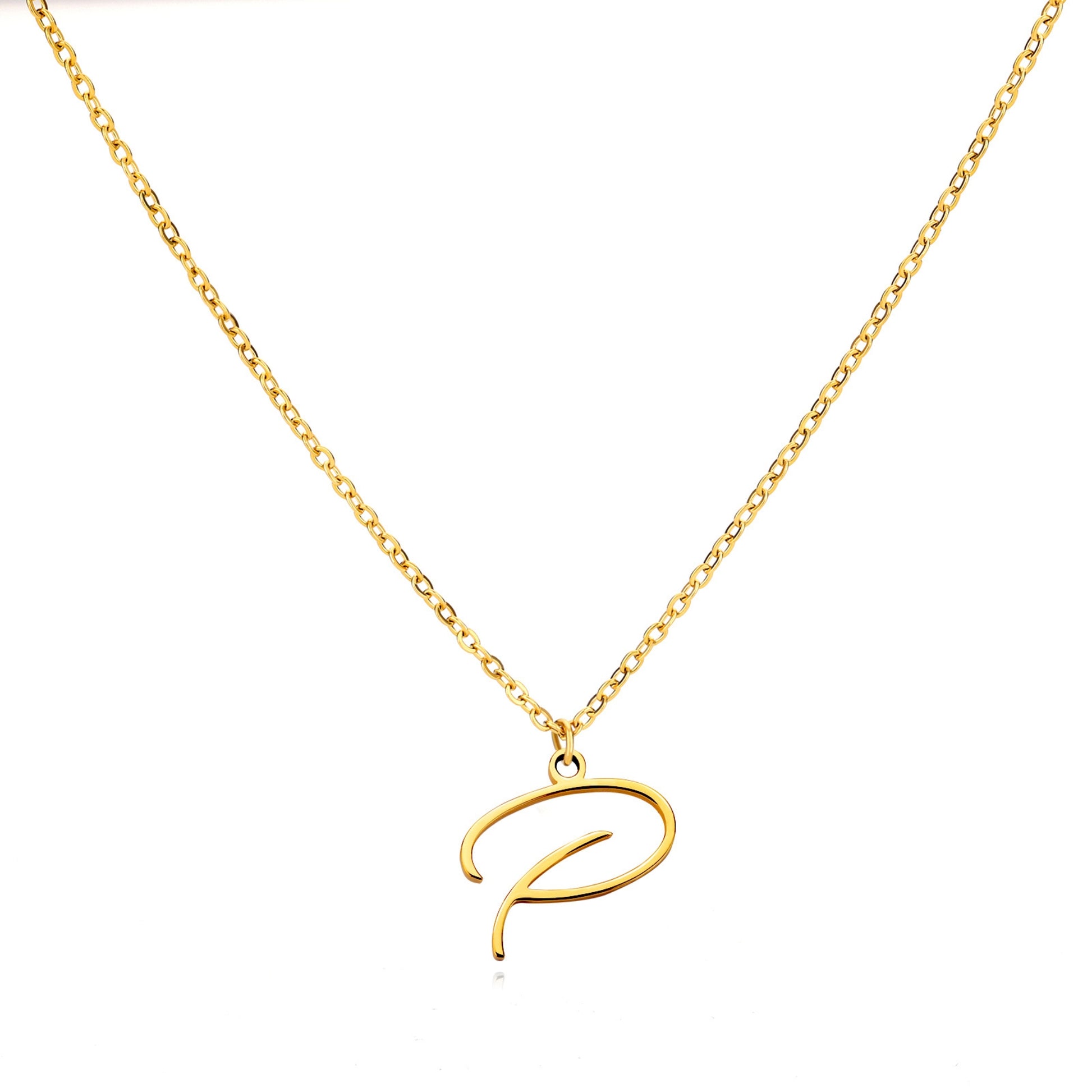 18K Gold Plated Stainless Steel Hypoallergenic Waterproof Tarnish Free  Allura Alphabet Necklaces The Aura