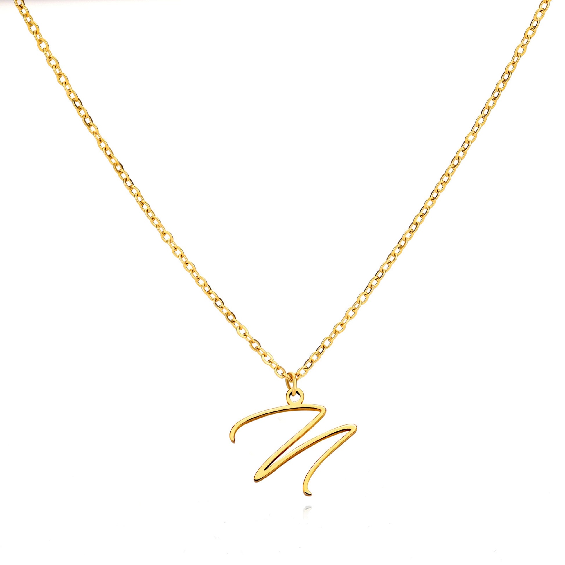 18K Gold Plated Stainless Steel Hypoallergenic Waterproof Tarnish Free  Allura Alphabet Necklaces The Aura