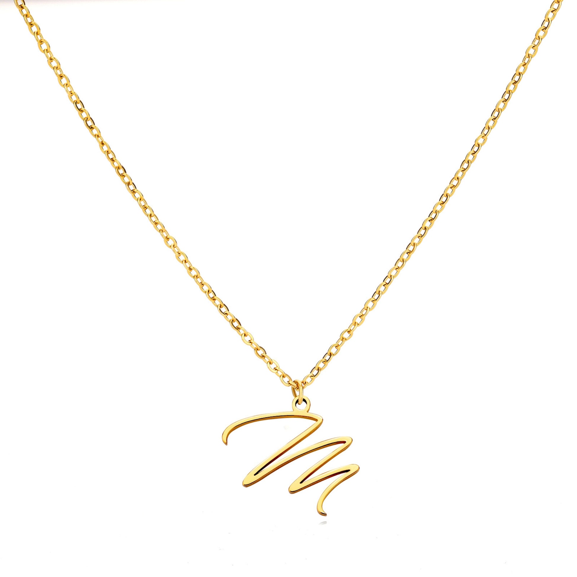 18K Gold Plated Stainless Steel Hypoallergenic Waterproof Tarnish Free  Allura Alphabet Necklaces The Aura