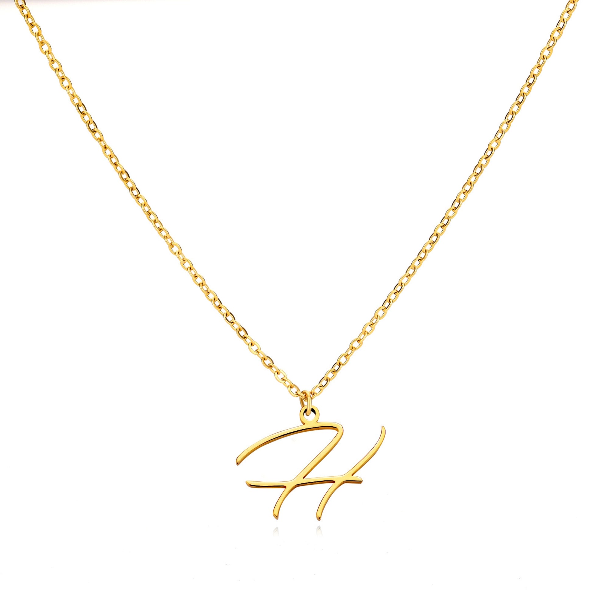 18K Gold Plated Stainless Steel Hypoallergenic Waterproof Tarnish Free  Allura Alphabet Necklaces The Aura