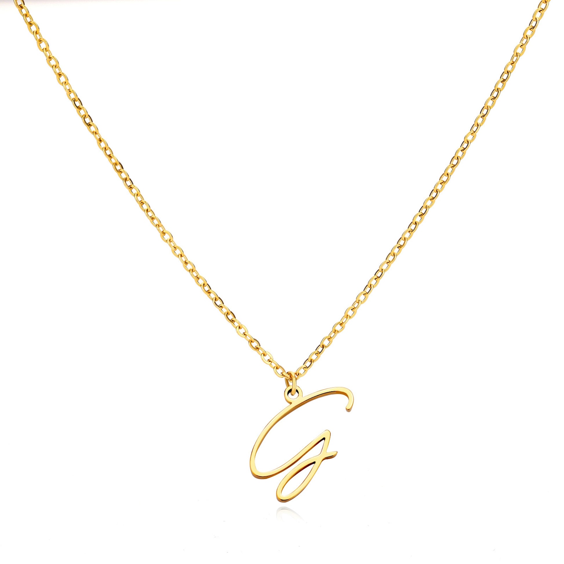 18K Gold Plated Stainless Steel Hypoallergenic Waterproof Tarnish Free  Allura Alphabet Necklaces The Aura