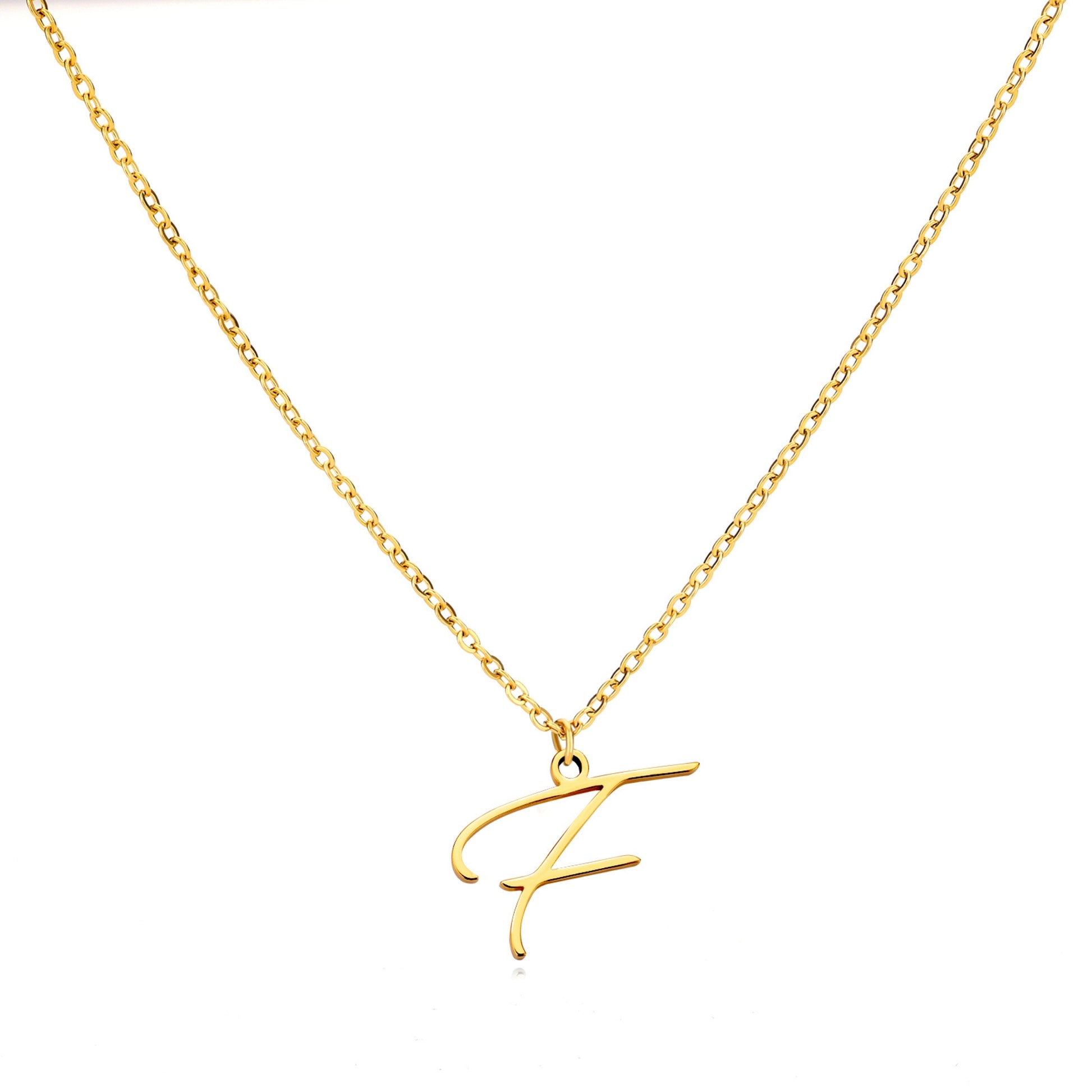 18K Gold Plated Stainless Steel Hypoallergenic Waterproof Tarnish Free  Allura Alphabet Necklaces The Aura