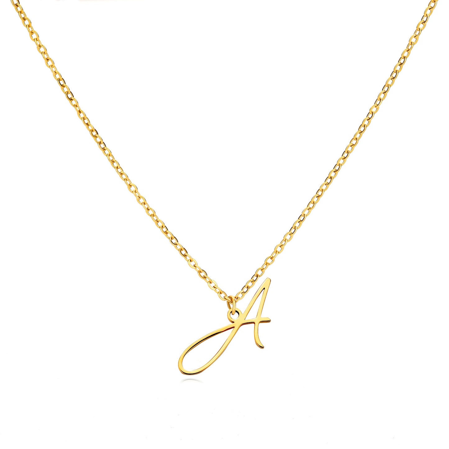 18K Gold Plated Stainless Steel Hypoallergenic Waterproof Tarnish Free  Allura Alphabet Necklaces The Aura