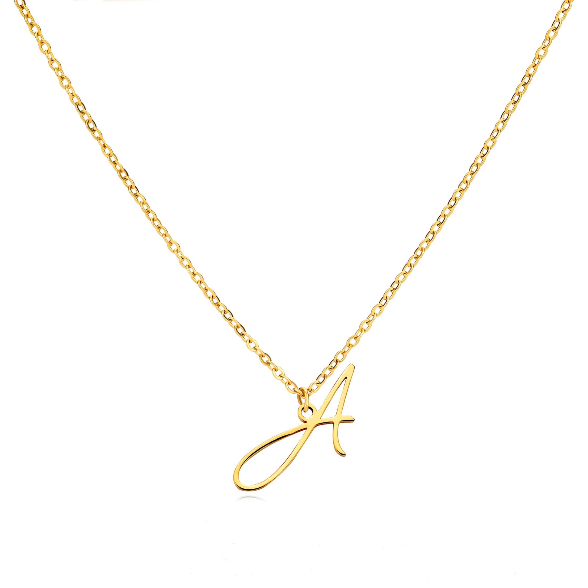 18K Gold Plated Stainless Steel Hypoallergenic Waterproof Tarnish Free  Allura Alphabet Necklaces The Aura