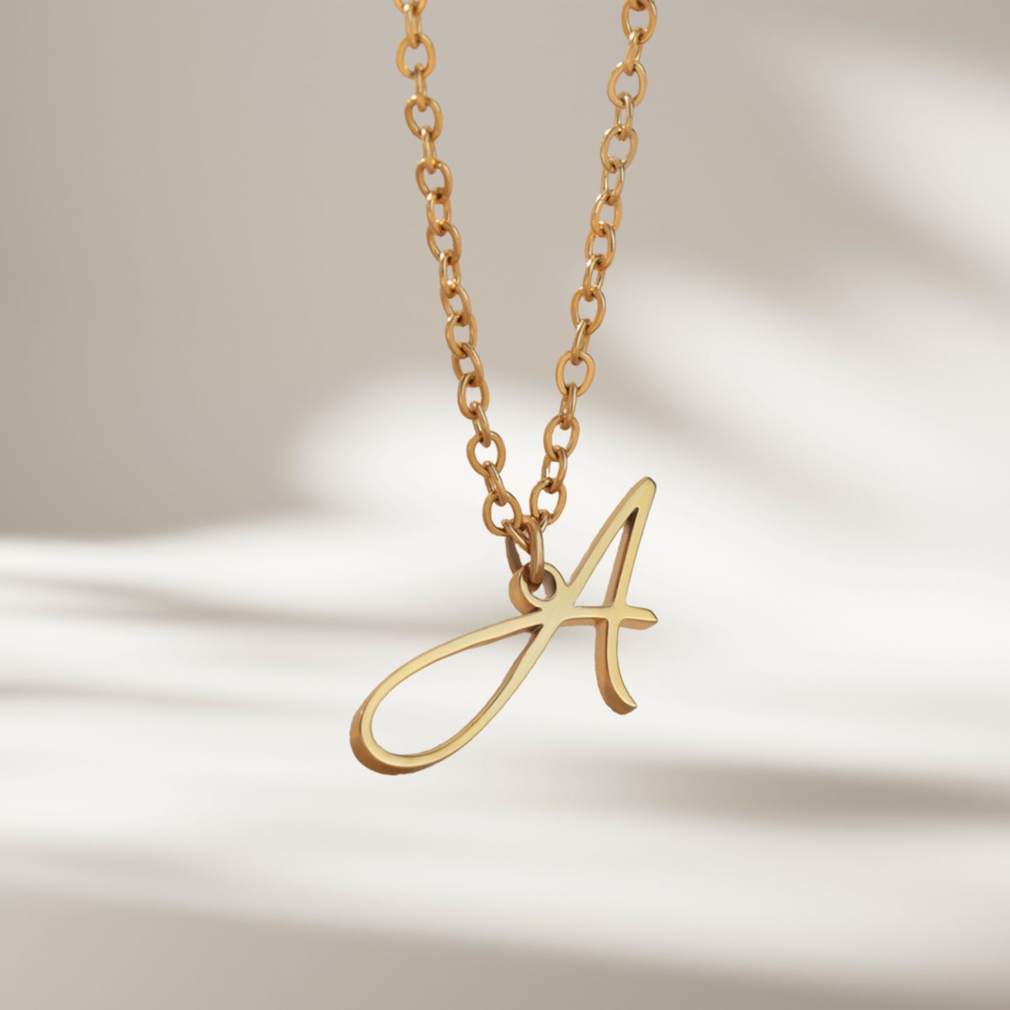 18K Gold Plated Stainless Steel Hypoallergenic Waterproof Tarnish Free Allura Alphabet Necklaces The Aura