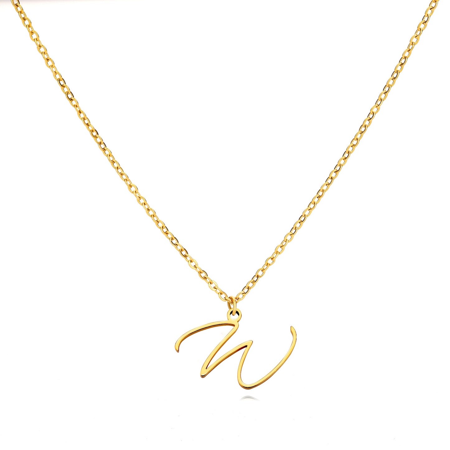 18K Gold Plated Stainless Steel Hypoallergenic Waterproof Tarnish Free  Allura Alphabet Necklaces The Aura