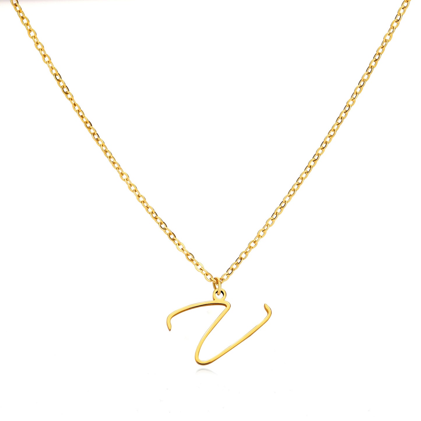 18K Gold Plated Stainless Steel Hypoallergenic Waterproof Tarnish Free  Allura Alphabet Necklaces The Aura