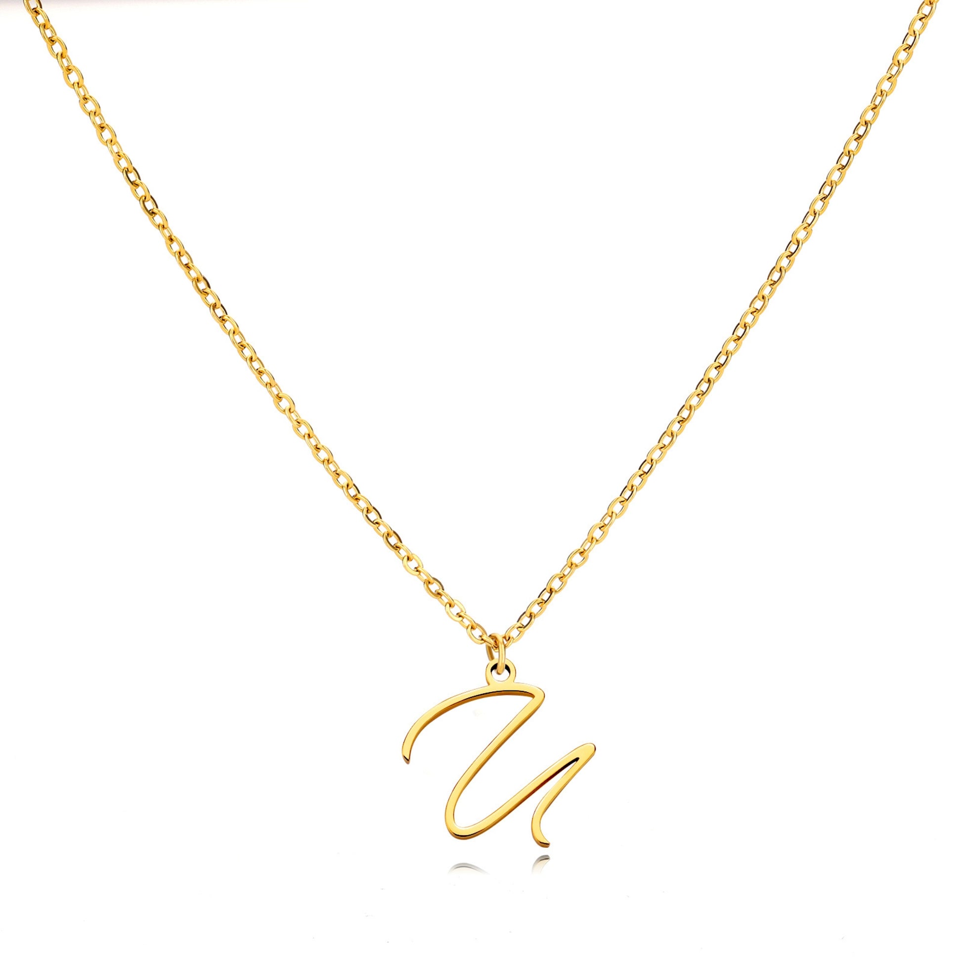 18K Gold Plated Stainless Steel Hypoallergenic Waterproof Tarnish Free  Allura Alphabet Necklaces The Aura