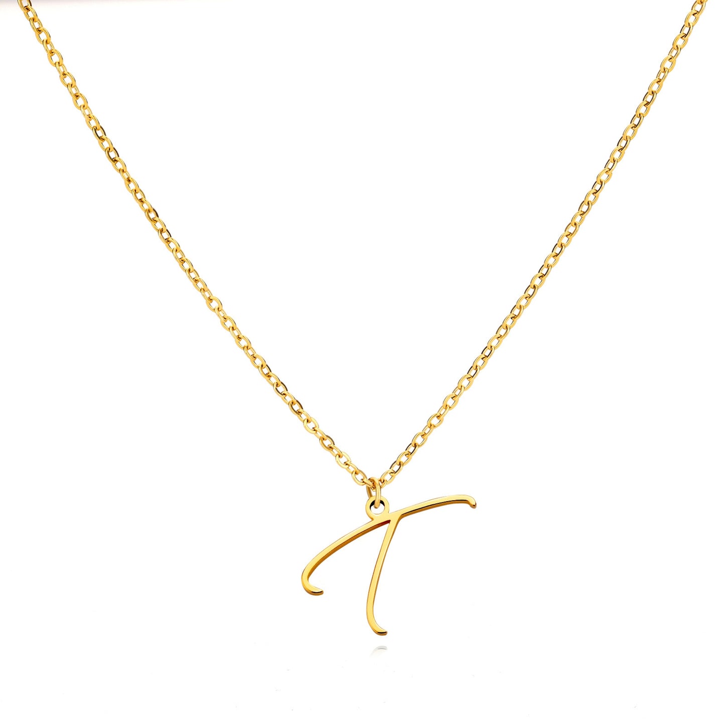 18K Gold Plated Stainless Steel Hypoallergenic Waterproof Tarnish Free  Allura Alphabet Necklaces The Aura