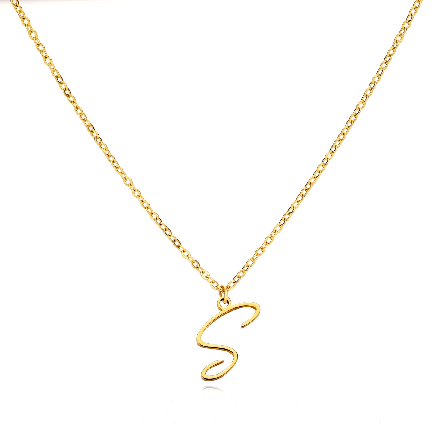 18K Gold Plated Stainless Steel Hypoallergenic Waterproof Tarnish Free  Allura Alphabet Necklaces The Aura