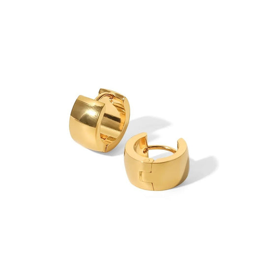 18K Gold Plated Stainless Steel Hypoallergenic Waterproof Tarnish Free Waterproof Sweatproof No-Fade Bold Huggie Earrings The Aura