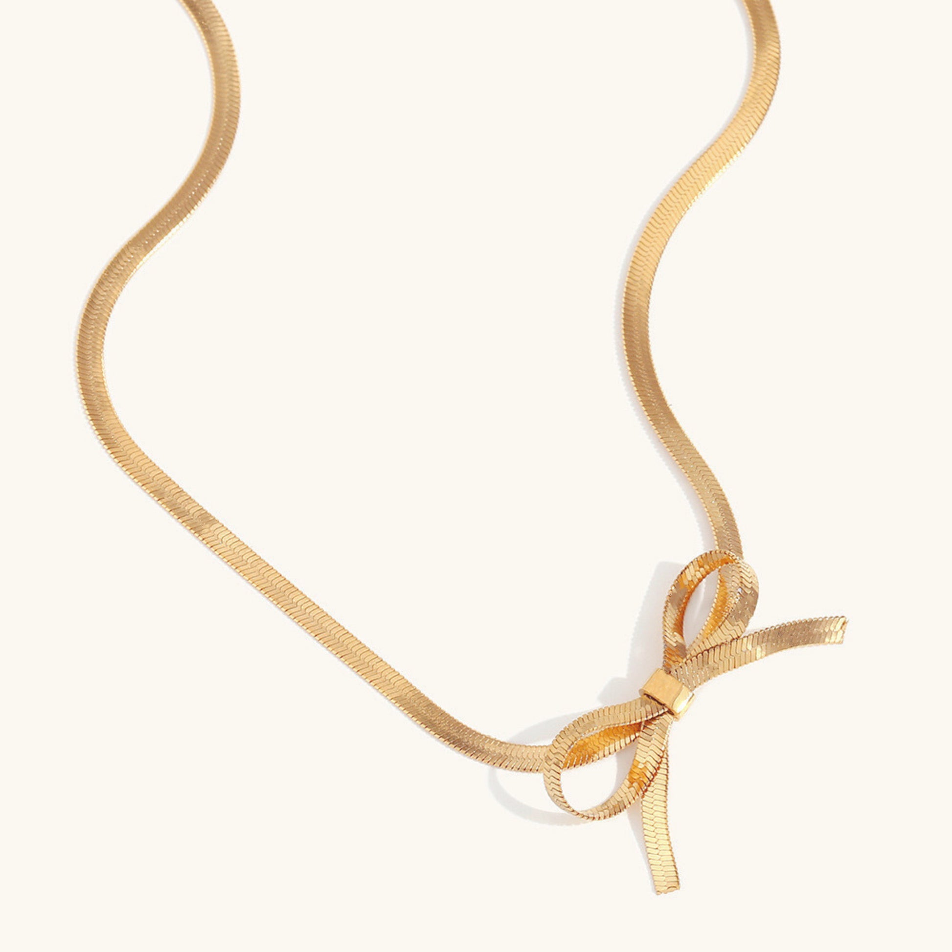 18K Gold Plated Stainless Steel Hypoallergenic Waterproof Tarnish Free Waterproof Sweatproof No-Fade Bow Knot Choker The Aura