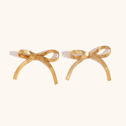 18K Gold Plated Stainless Steel Hypoallergenic Waterproof Tarnish Free Waterproof Sweatproof No-Fade Bow Knot Stud Earrings The Aura