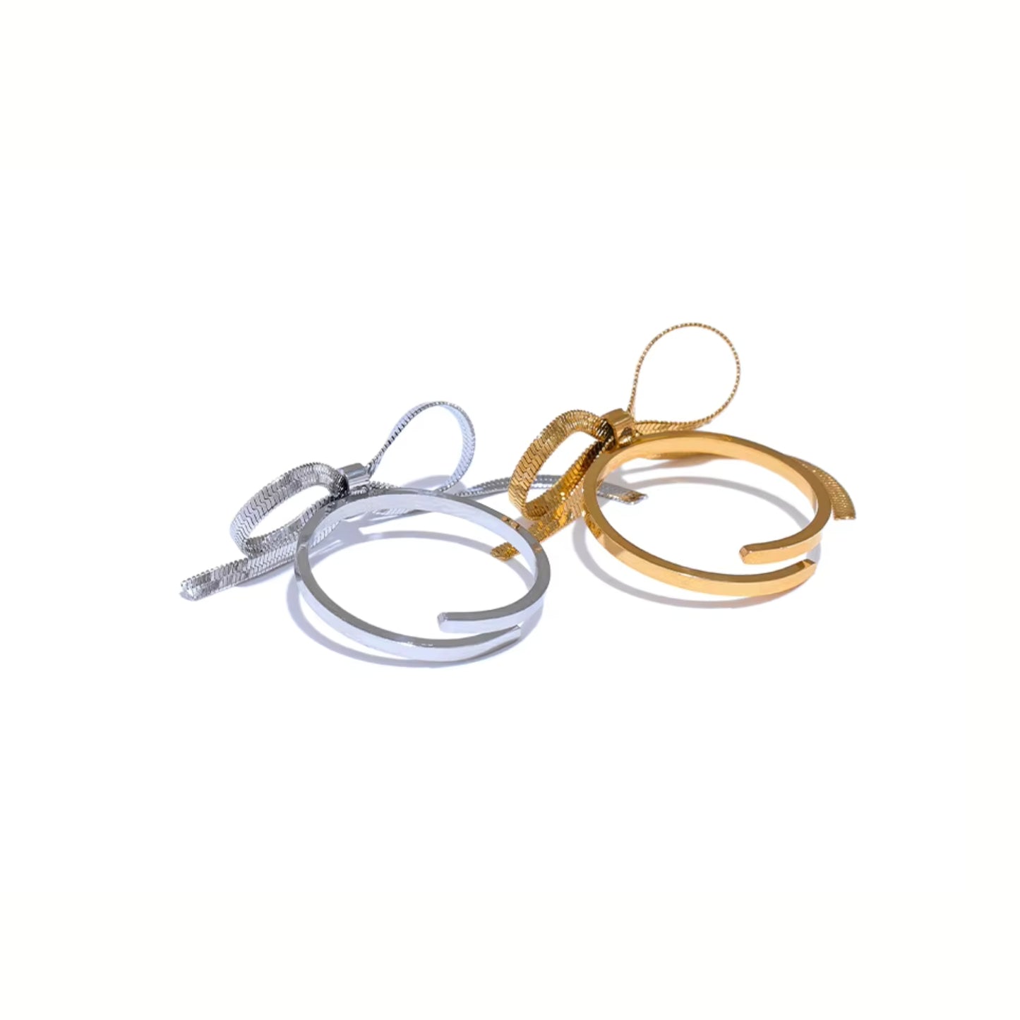 18K Gold Plated Stainless Steel Hypoallergenic Waterproof Tarnish Free Waterproof Sweatproof No-Fade Bow Knot Trio Set The Aura