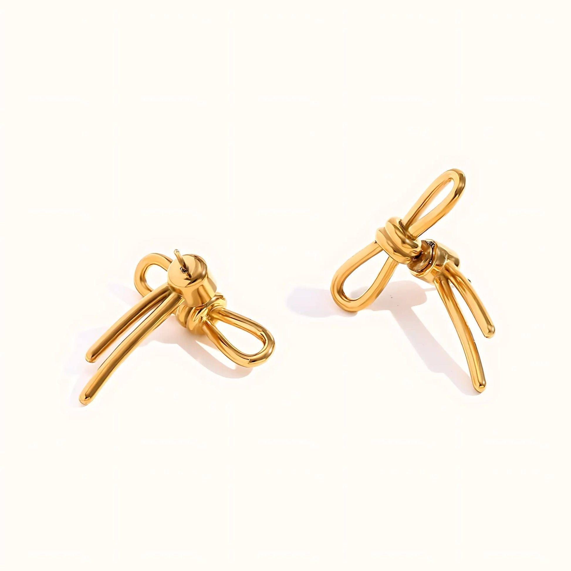 18K Gold Plated Stainless Steel Hypoallergenic Waterproof Tarnish Free Waterproof Sweatproof No-Fade Bow Loop Stud Earrings The Aura