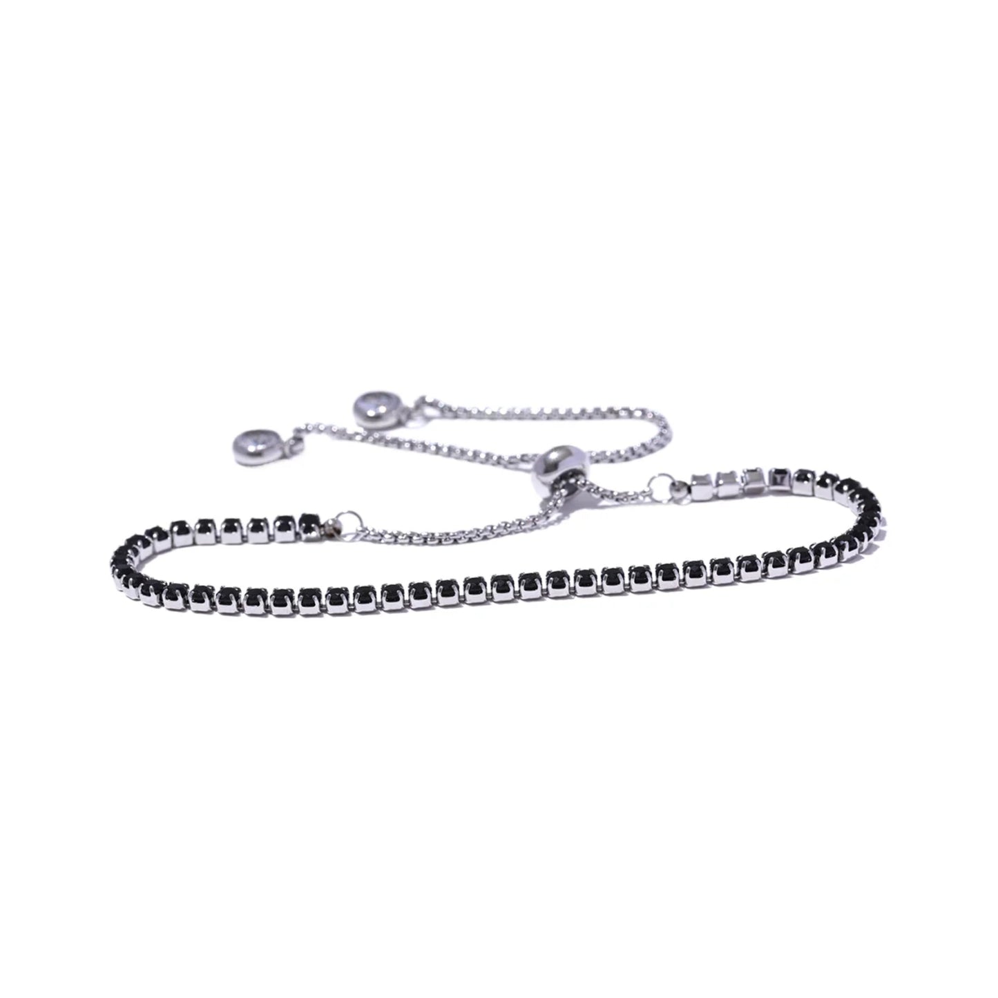 Stainless Steel Hypoallergenic Waterproof Tarnish Free Waterproof Sweatproof No-Fade Diamantés Noir Adjustable Bracelet The Aura