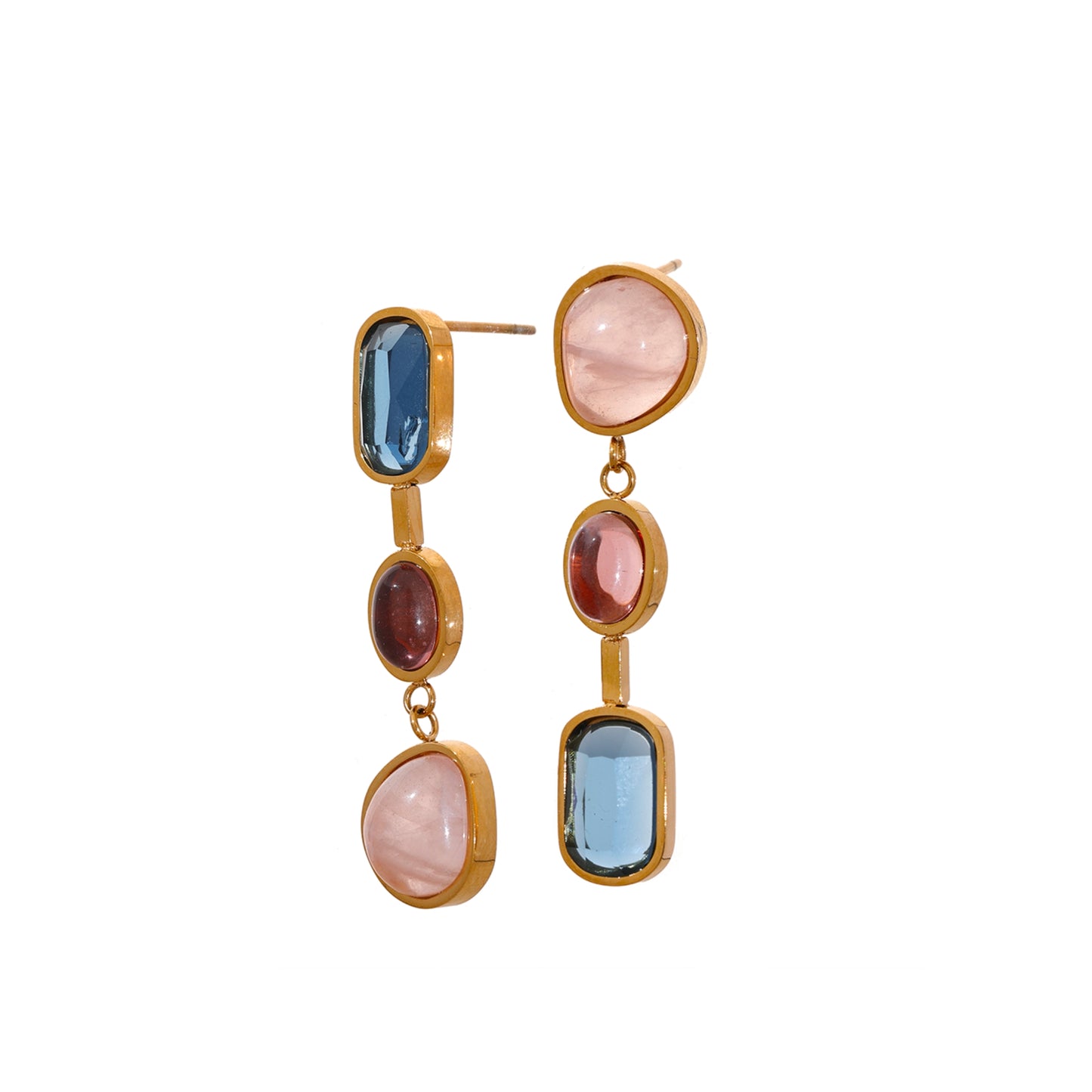 Gold Plated Stainless Steel Hypoallergenic Waterproof Tarnish Free Trio Drop Earrings The Aura