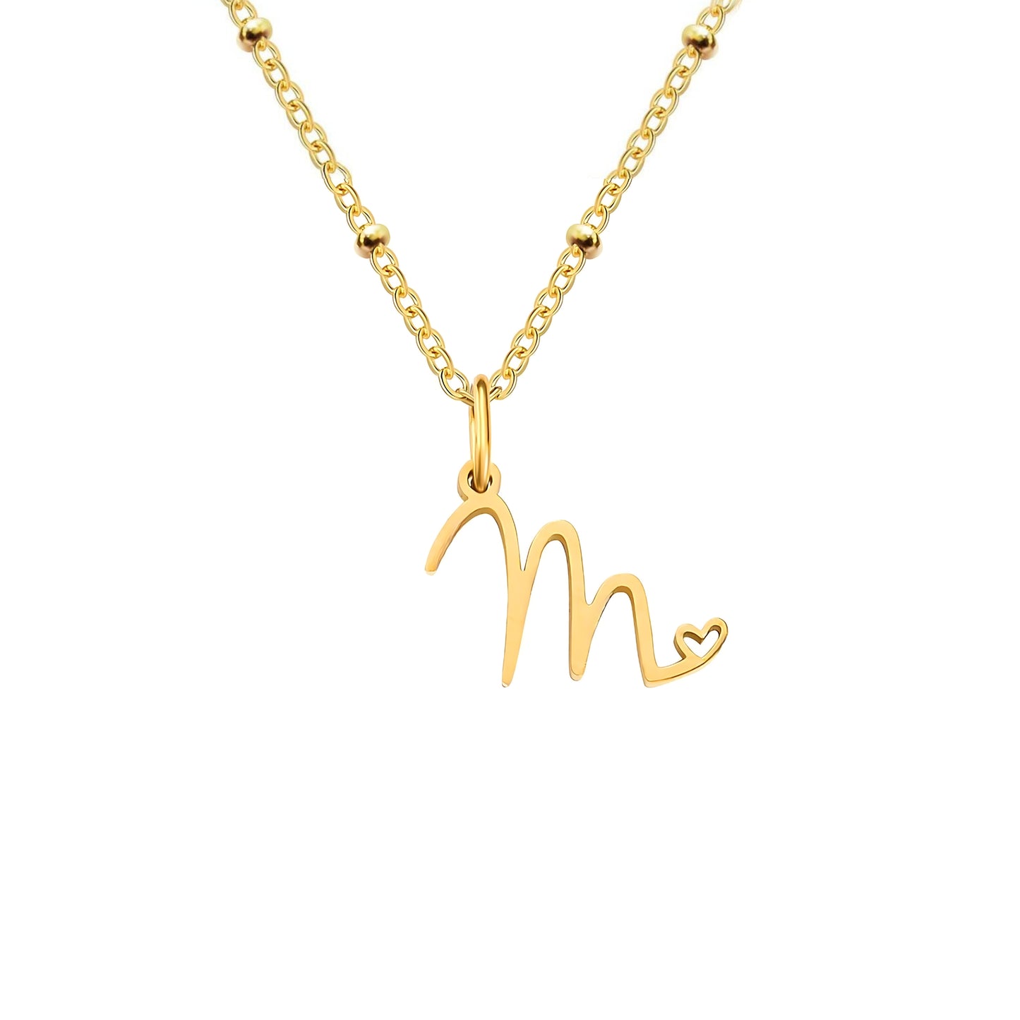 18K Gold Plated Stainless Steel Hypoallergenic Waterproof Tarnish Free Waterproof Sweatproof No-Fade Love Script Alphabet Necklace The Aura