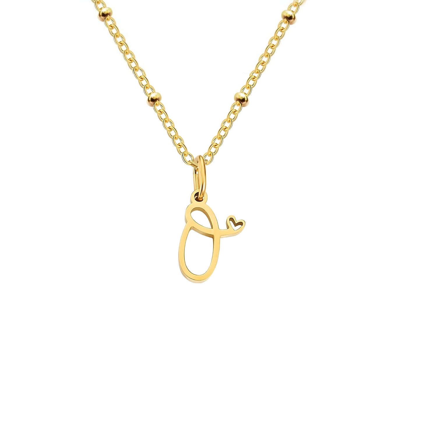 18K Gold Plated Stainless Steel Hypoallergenic Waterproof Tarnish Free Waterproof Sweatproof No-Fade Love Script Alphabet Necklace The Aura