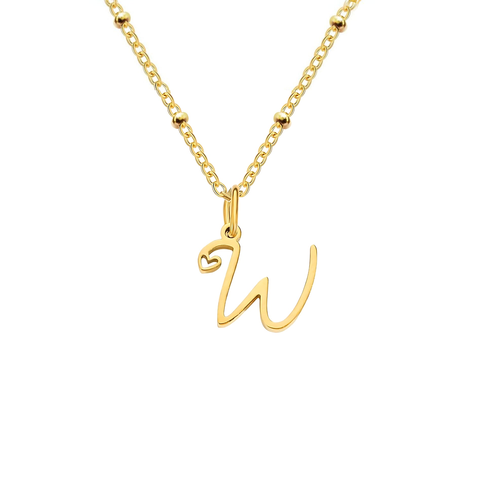 18K Gold Plated Stainless Steel Hypoallergenic Waterproof Tarnish Free Waterproof Sweatproof No-Fade Love Script Alphabet Necklace The Aura