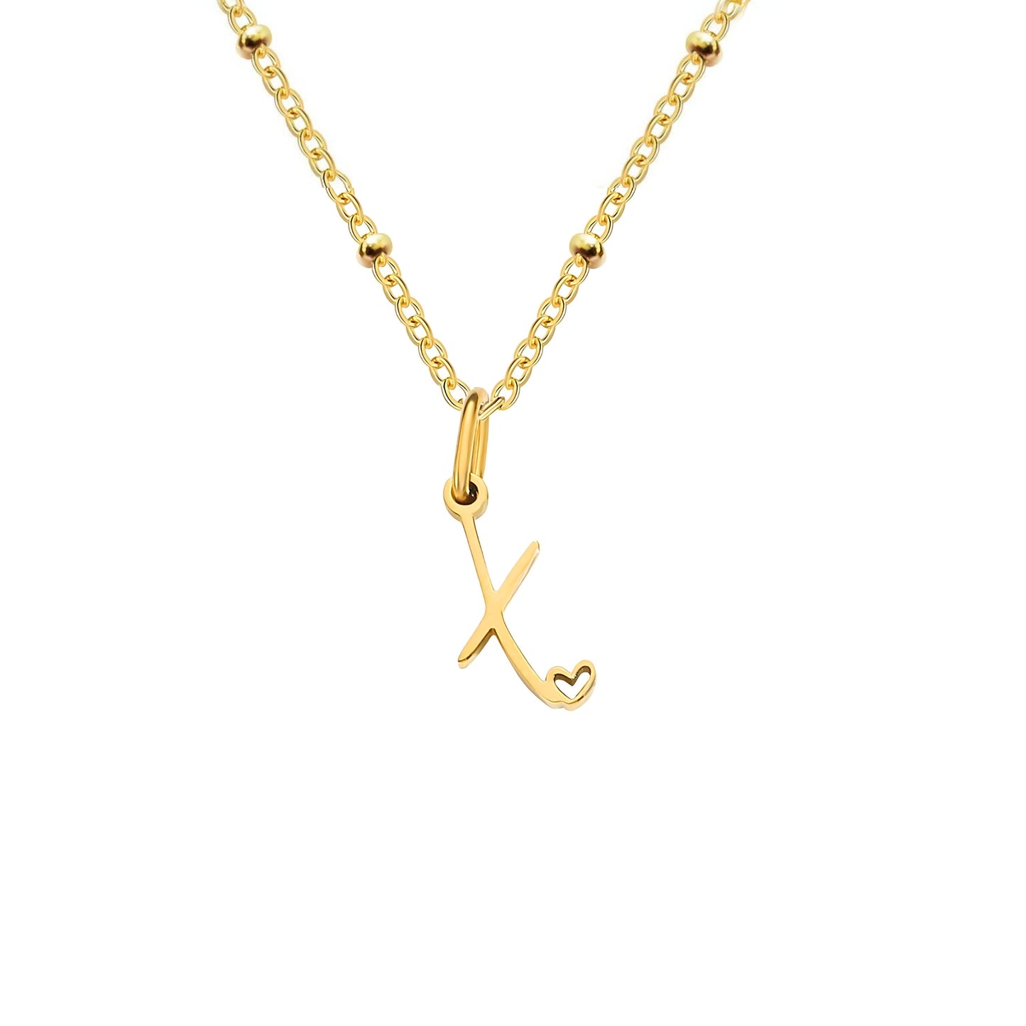 18K Gold Plated Stainless Steel Hypoallergenic Waterproof Tarnish Free Waterproof Sweatproof No-Fade Love Script Alphabet Necklace The Aura