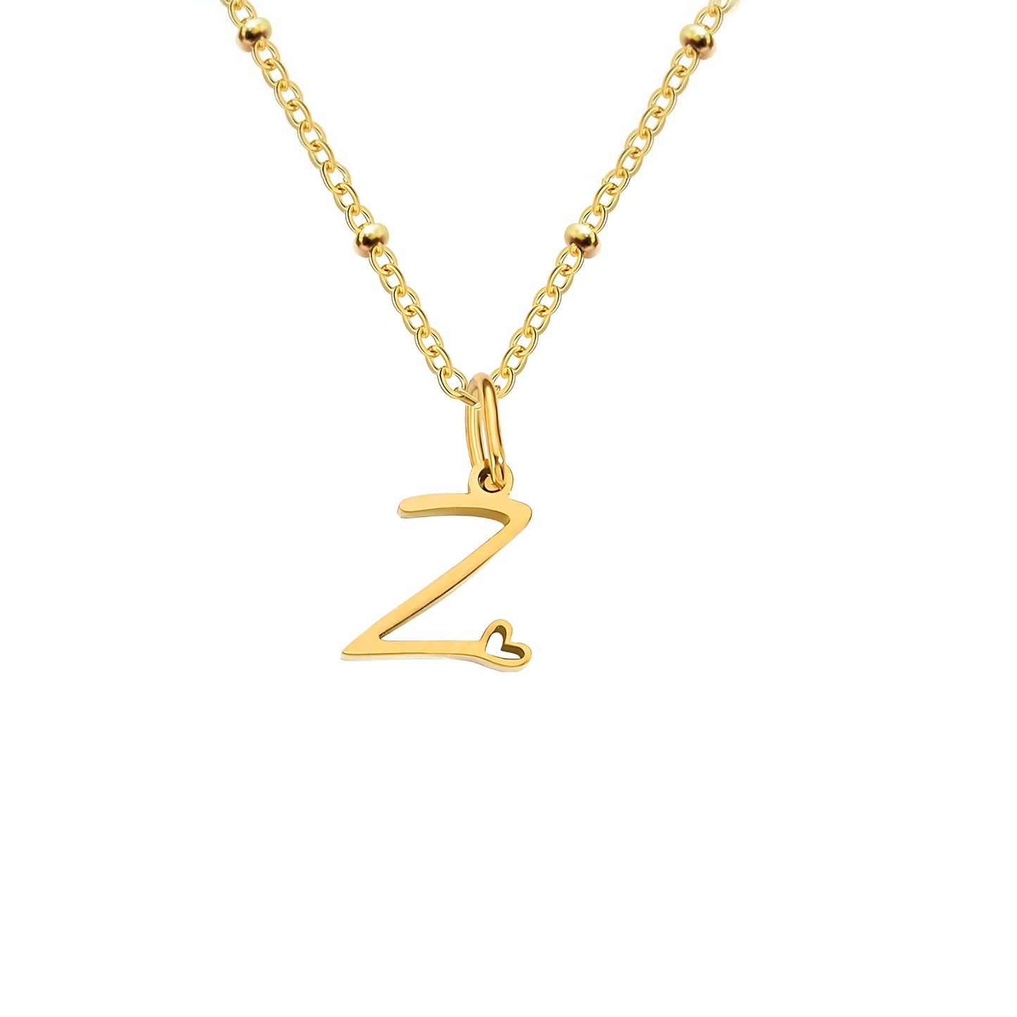 18K Gold Plated Stainless Steel Hypoallergenic Waterproof Tarnish Free Waterproof Sweatproof No-Fade Love Script Alphabet Necklace The Aura