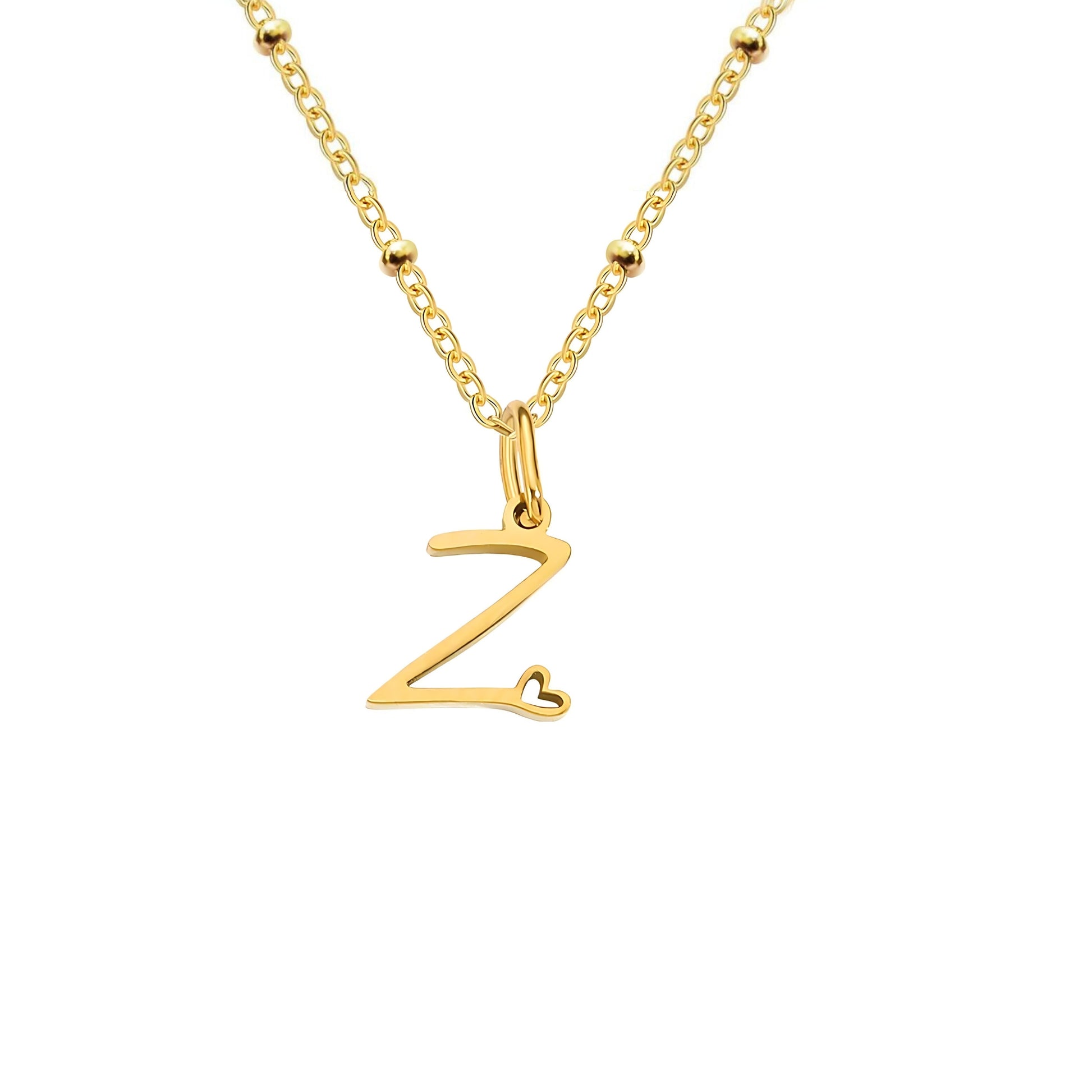 18K Gold Plated Stainless Steel Hypoallergenic Waterproof Tarnish Free Waterproof Sweatproof No-Fade Love Script Alphabet Necklace The Aura