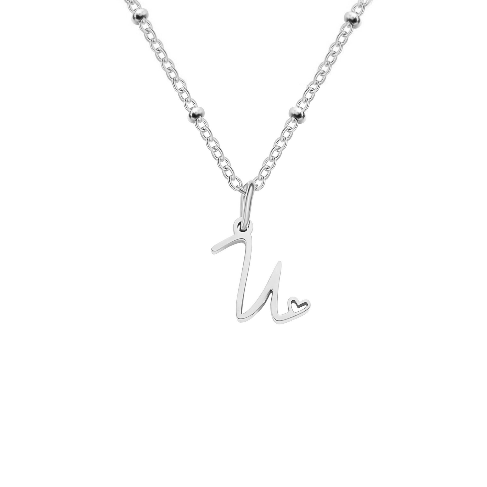 18K Gold Plated Stainless Steel Hypoallergenic Waterproof Tarnish Free Waterproof Sweatproof No-Fade Love Script Alphabet Necklace The Aura