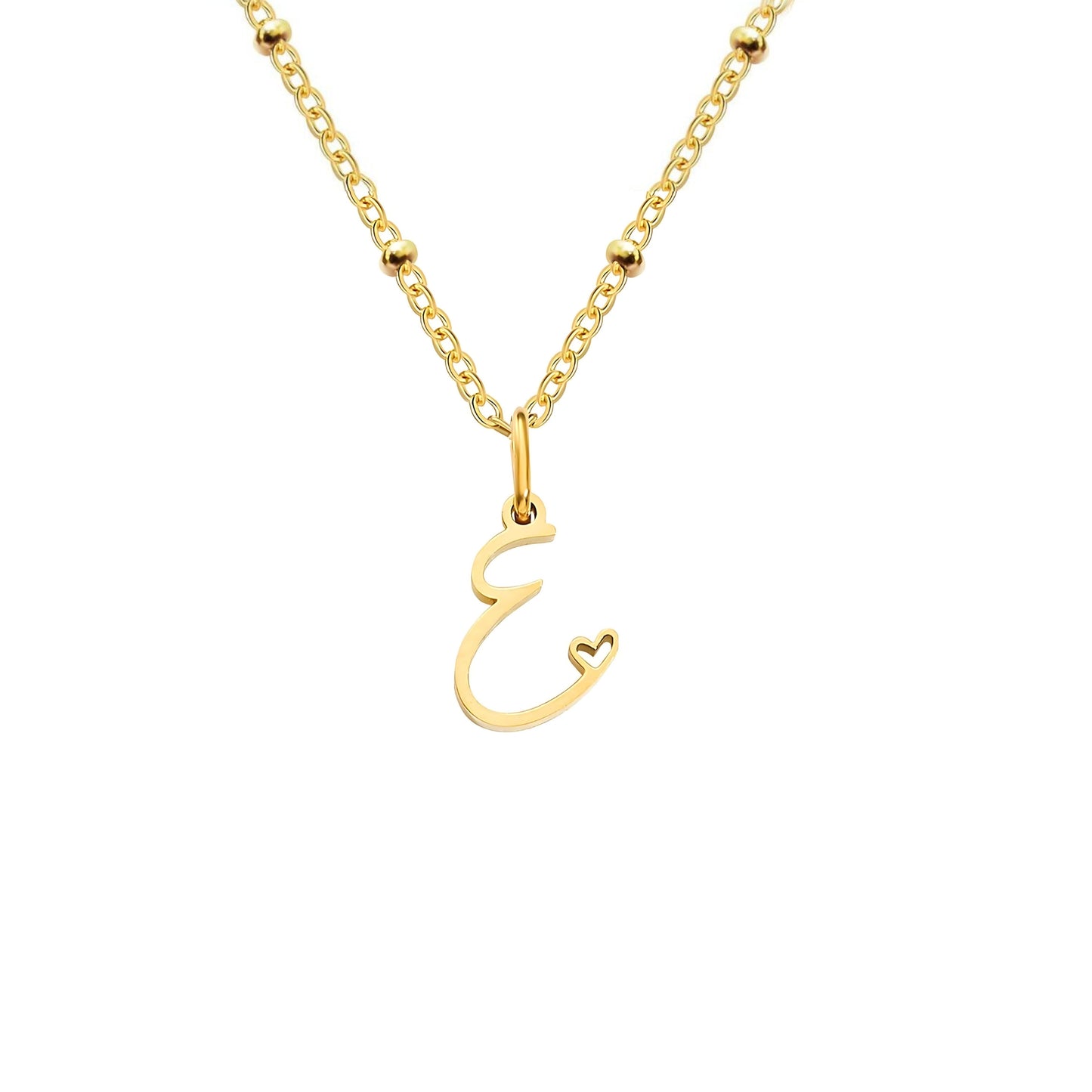 18K Gold Plated Stainless Steel Hypoallergenic Waterproof Tarnish Free Waterproof Sweatproof No-Fade Love Script Alphabet Necklace The Aura