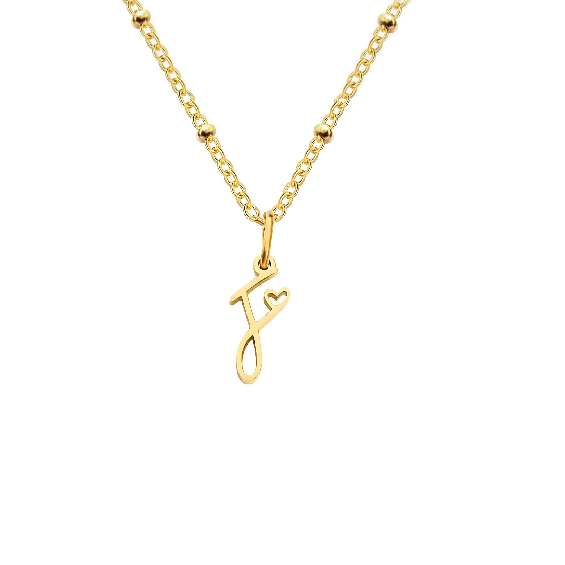 18K Gold Plated Stainless Steel Hypoallergenic Waterproof Tarnish Free Waterproof Sweatproof No-Fade Love Script Alphabet Necklace The Aura