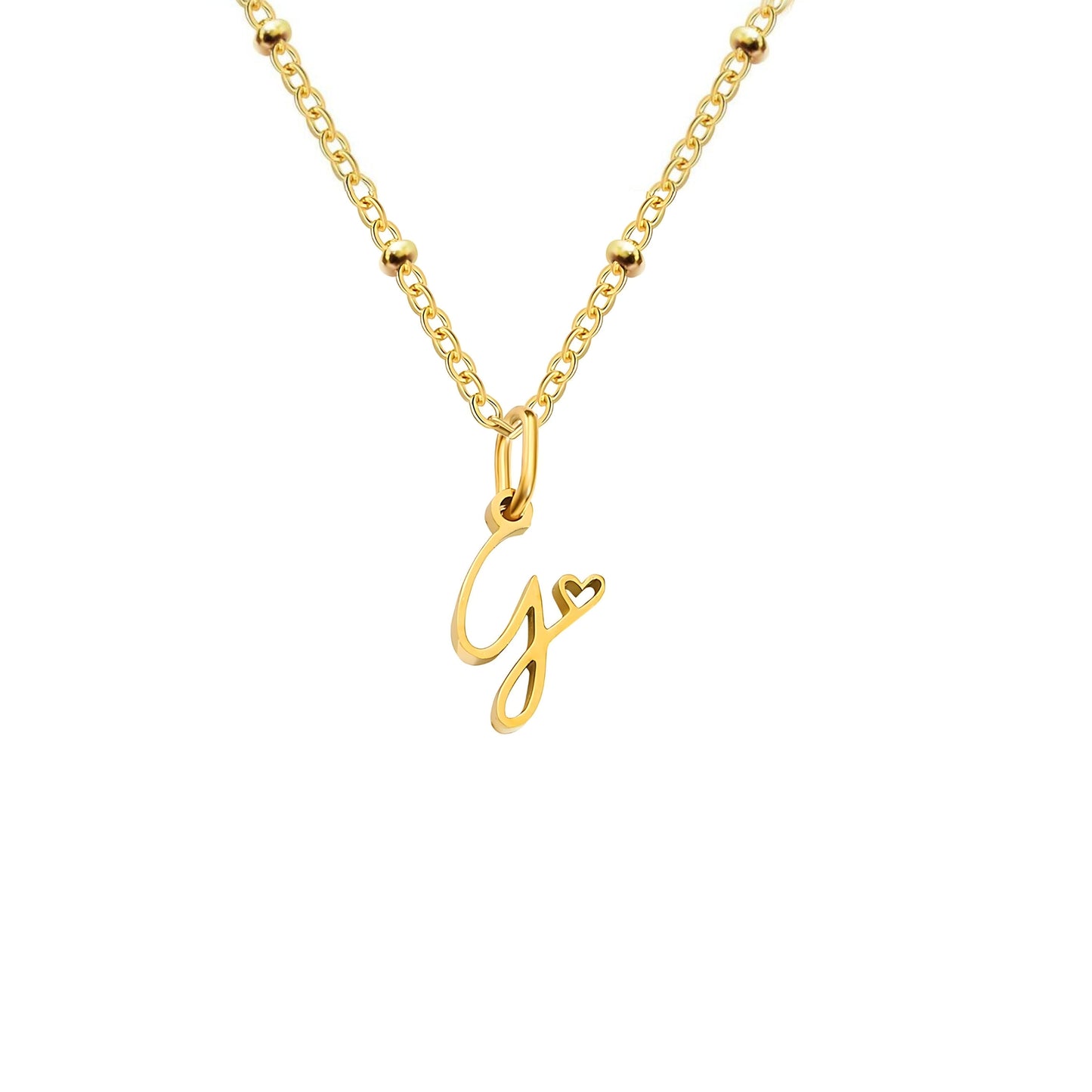 18K Gold Plated Stainless Steel Hypoallergenic Waterproof Tarnish Free Waterproof Sweatproof No-Fade Love Script Alphabet Necklace The Aura