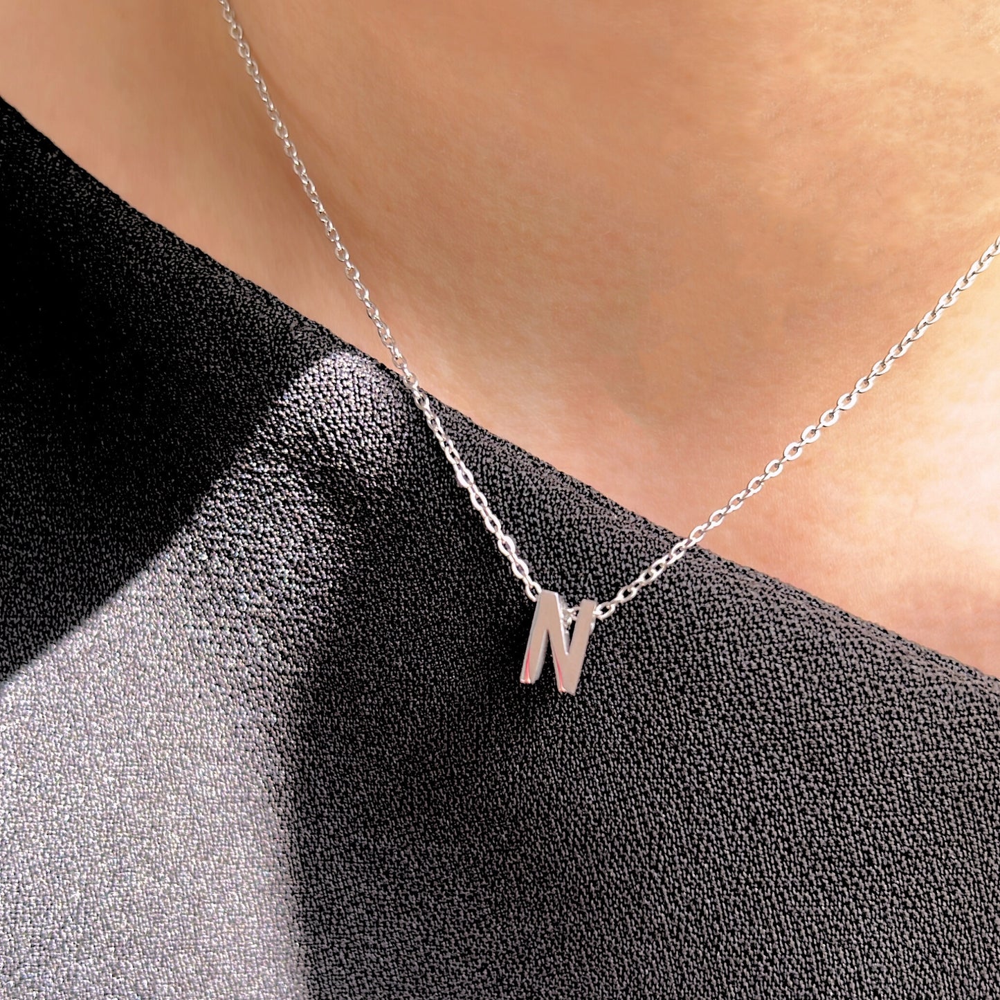 Stainless Steel Hypoallergenic Waterproof Tarnish Free Waterproof Sweatproof No-Fade Mini 2.0 Alphabet Necklace The Aura