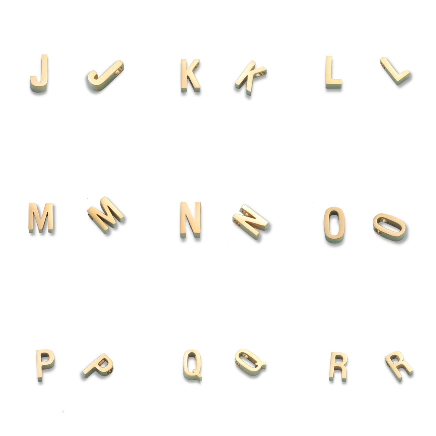 18K Gold Plated Stainless Steel Hypoallergenic Waterproof Tarnish Free Mini Alphabet Charms The Aura