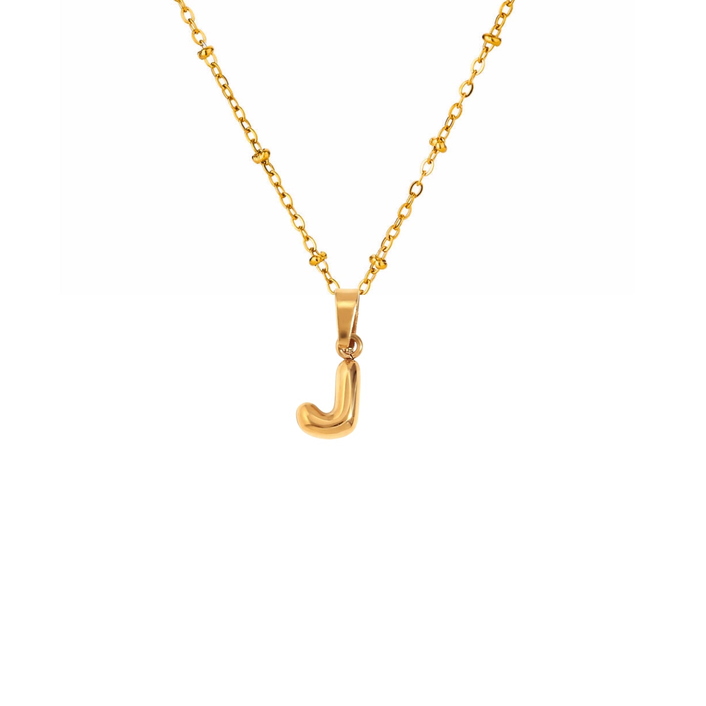 18K Gold Plated Stainless Steel Hypoallergenic Waterproof Tarnish Free Waterproof Sweatproof No-Fade Mini Bubbly Alphabet Necklace The Aura