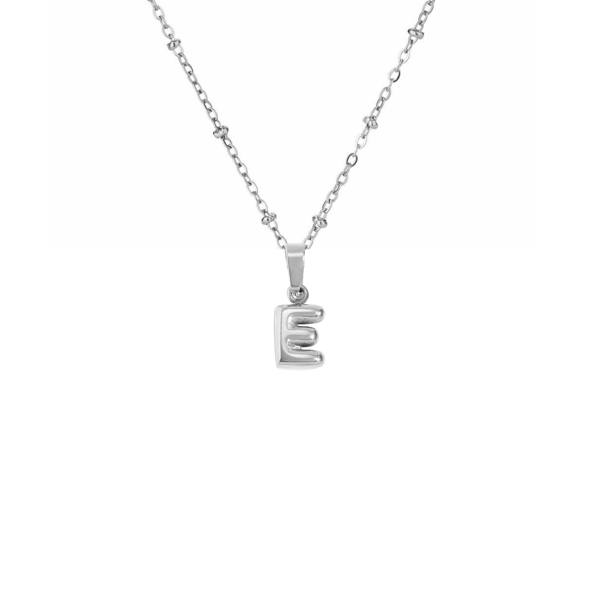 Stainless Steel Hypoallergenic Waterproof Tarnish Free Waterproof Sweatproof No-Fade Mini Bubbly Alphabet Necklace The Aura