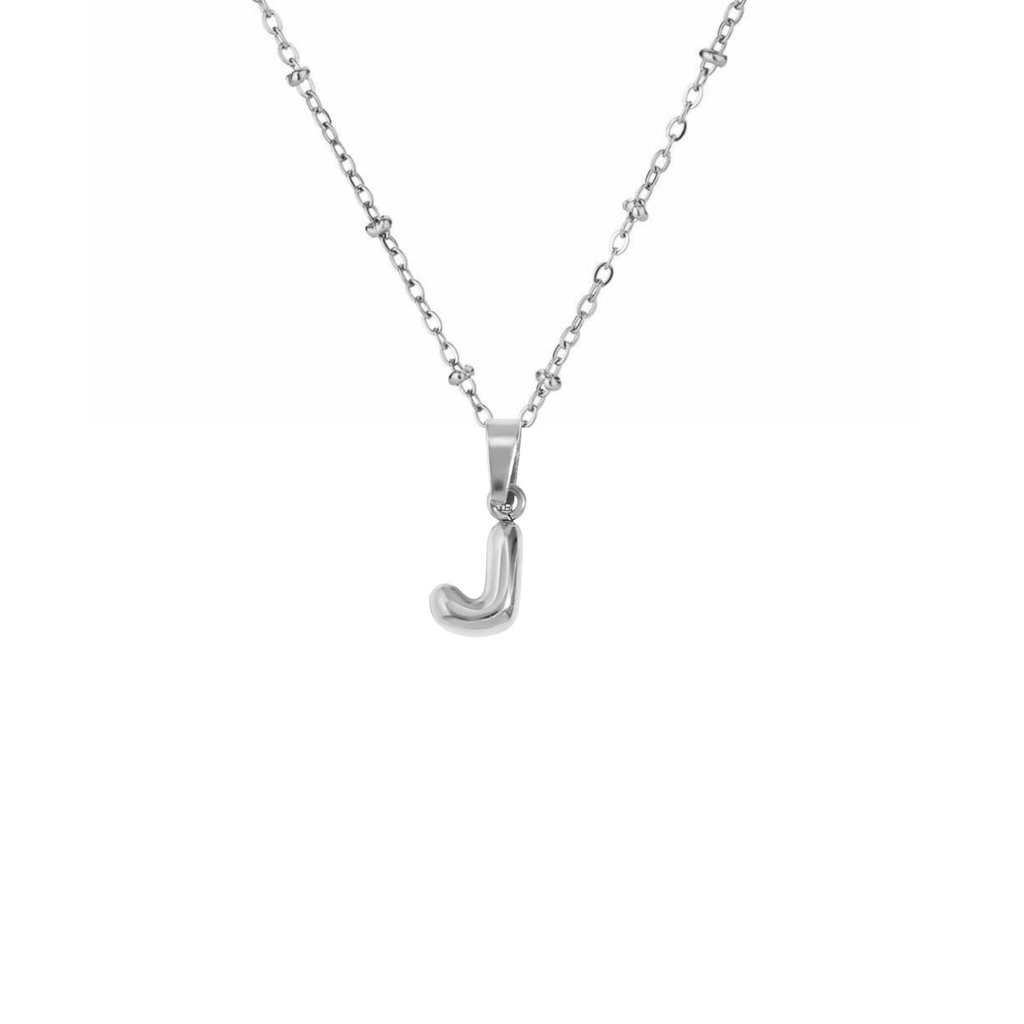 Stainless Steel Hypoallergenic Waterproof Tarnish Free Waterproof Sweatproof No-Fade Mini Bubbly Alphabet Necklace The Aura