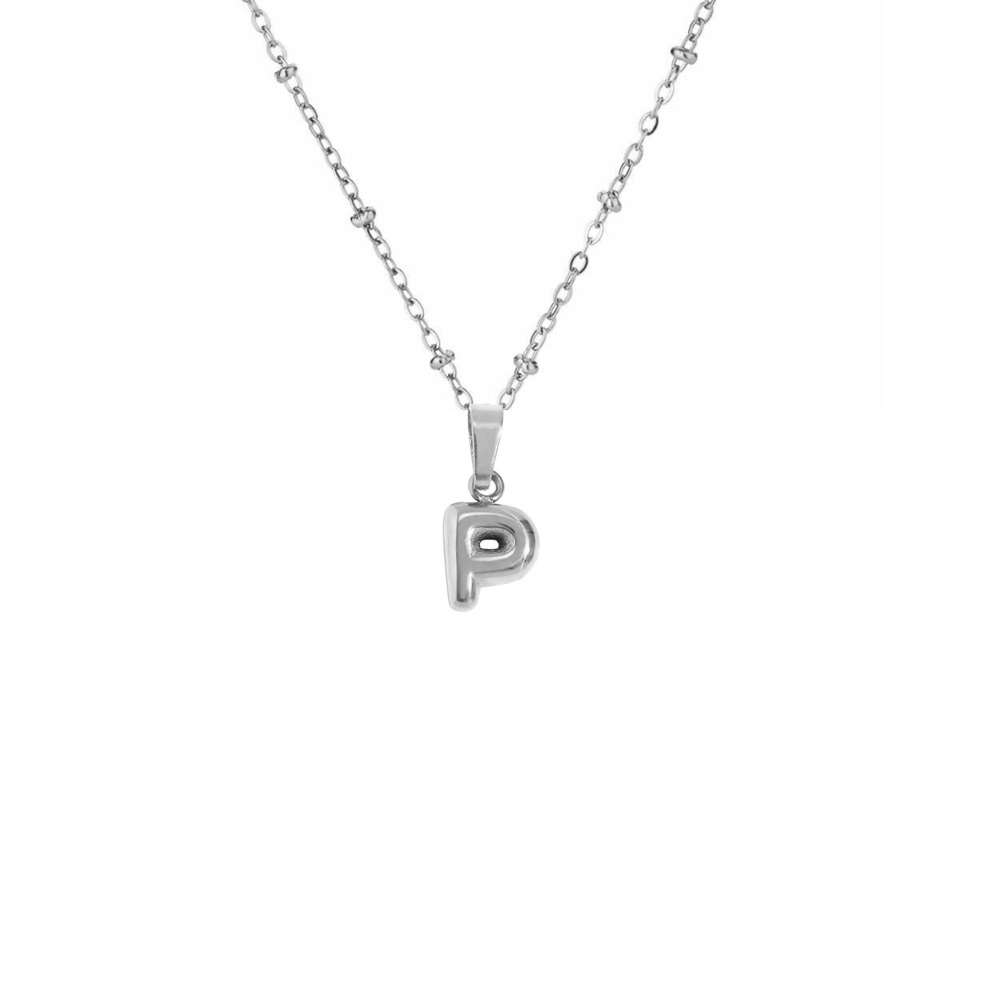 Stainless Steel Hypoallergenic Waterproof Tarnish Free Waterproof Sweatproof No-Fade Mini Bubbly Alphabet Necklace The Aura