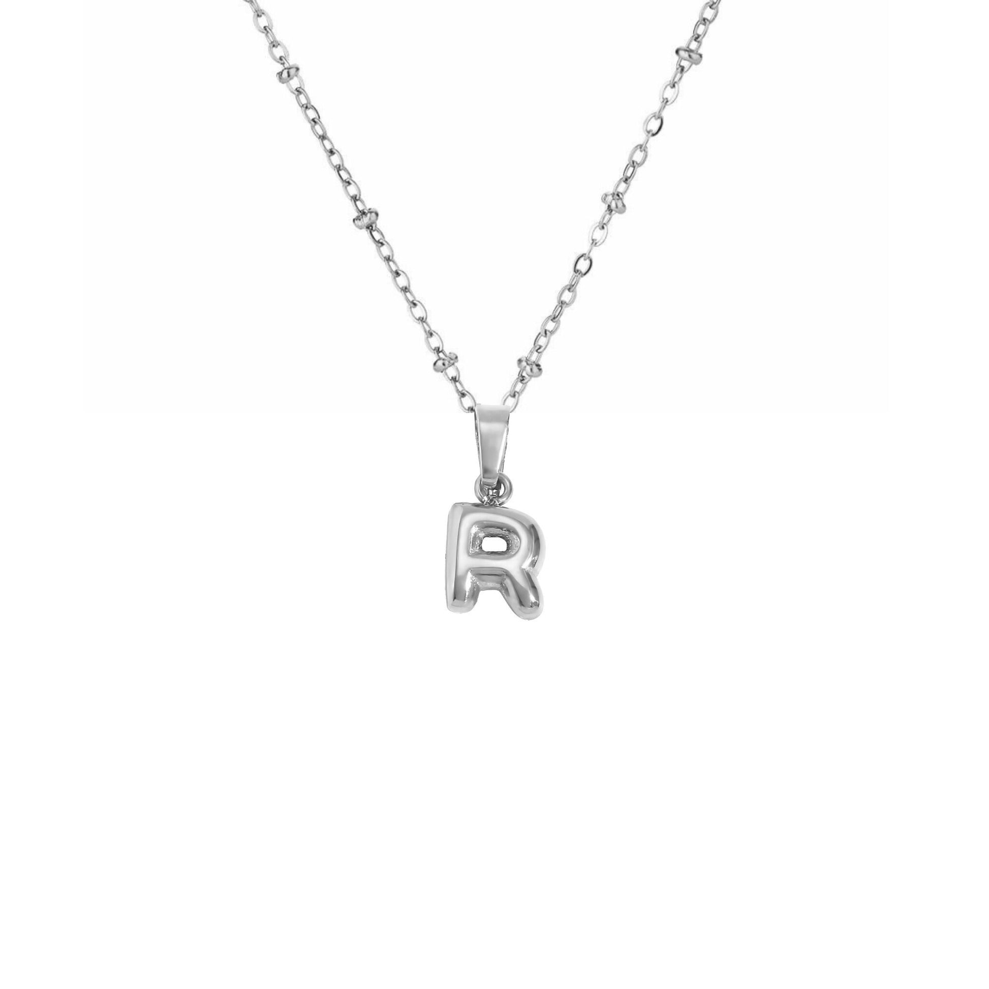 Stainless Steel Hypoallergenic Waterproof Tarnish Free Waterproof Sweatproof No-Fade Mini Bubbly Alphabet Necklace The Aura