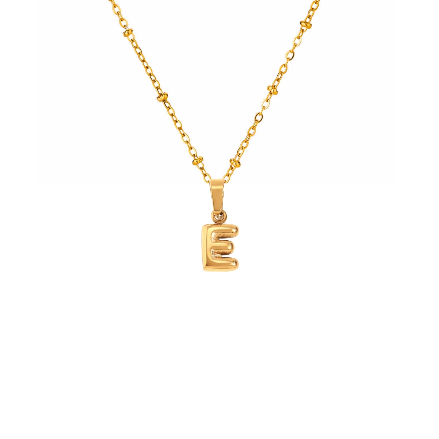 18K Gold Plated Stainless Steel Hypoallergenic Waterproof Tarnish Free Waterproof Sweatproof No-Fade Mini Bubbly Alphabet Necklace The Aura