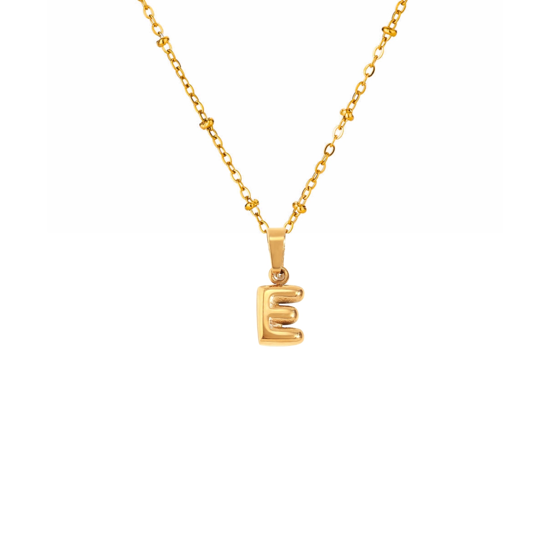 18K Gold Plated Stainless Steel Hypoallergenic Waterproof Tarnish Free Waterproof Sweatproof No-Fade Mini Bubbly Alphabet Necklace The Aura