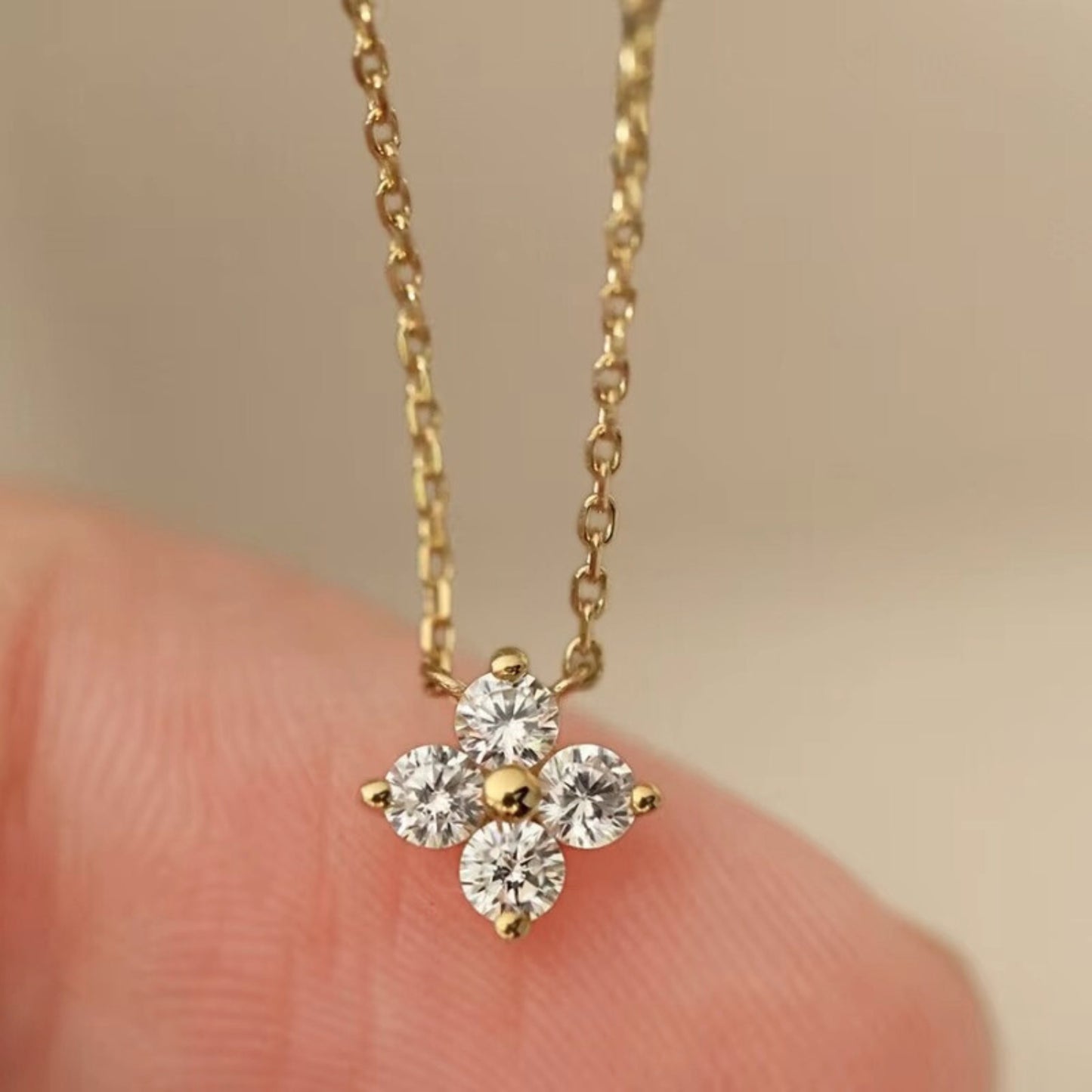 18K Gold Plated Sterling Silver Hypoallergenic Mini Clover Necklace The Aura
