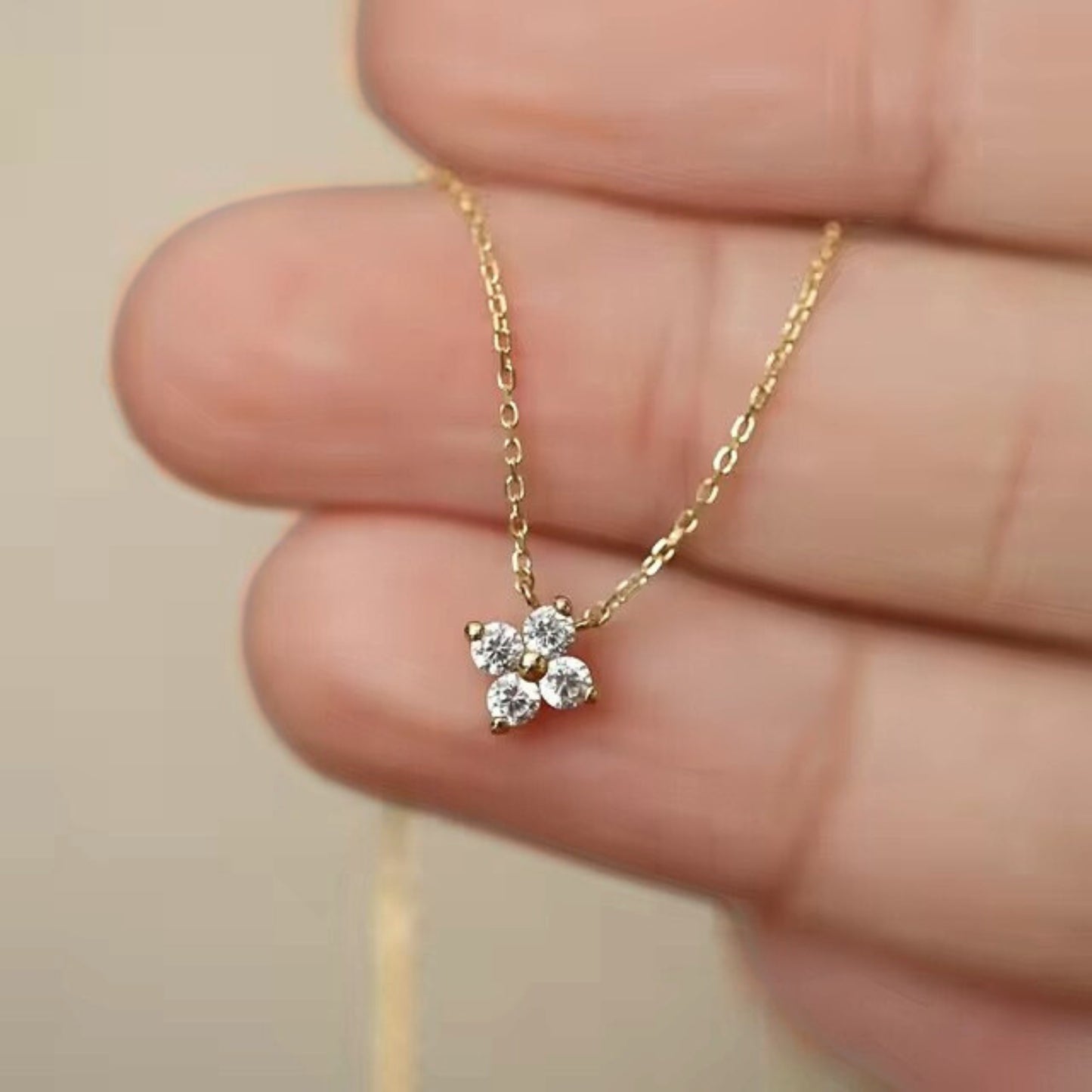 18K Gold Plated Sterling Silver Hypoallergenic Mini Clover Necklace The Aura