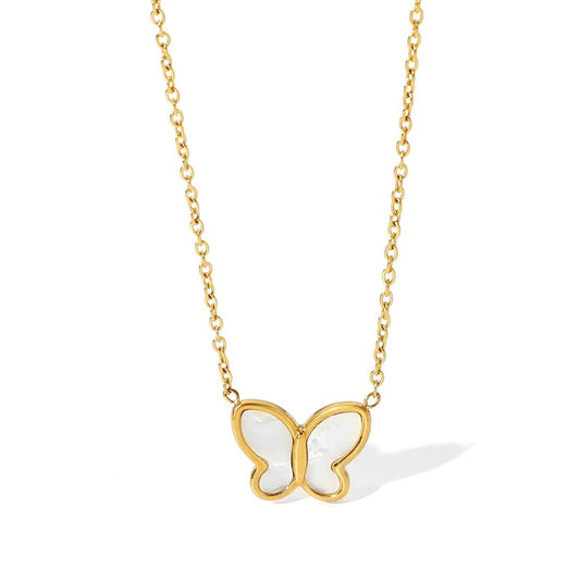 18K Gold Plated Stainless Steel Hypoallergenic Waterproof Tarnish Free Waterproof Sweatproof No-Fade Butterfly Necklace The Aura