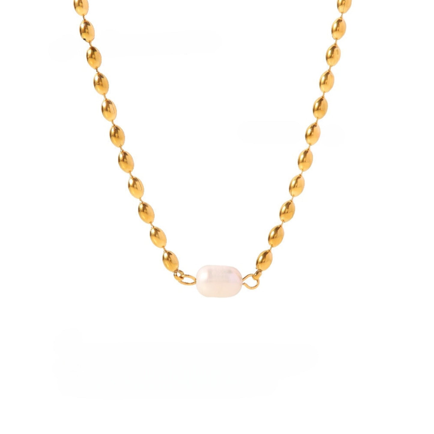 18K Gold Plated Stainless Steel Hypoallergenic Waterproof Tarnish Free Pearl Droplet Necklaces The Aura