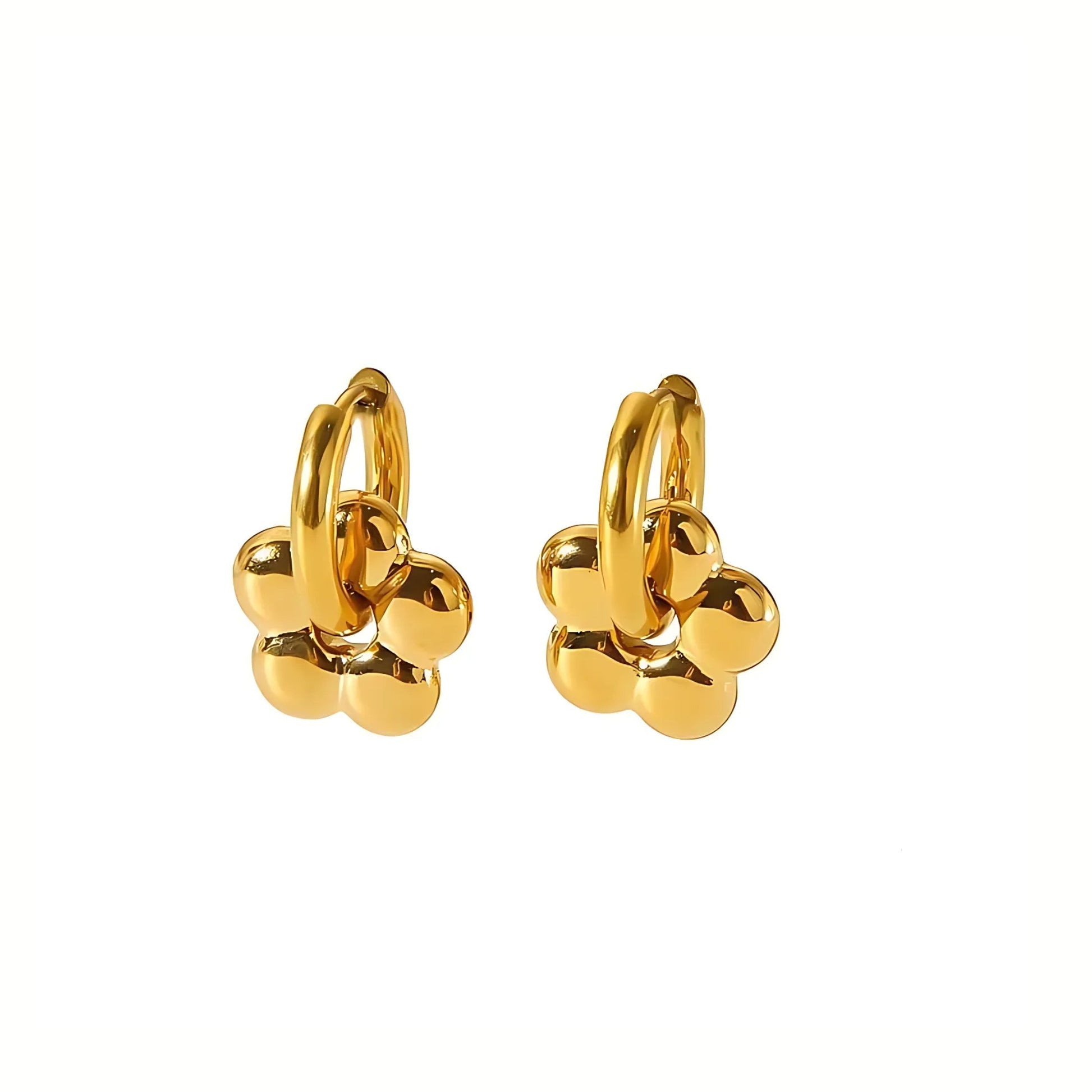 18K Gold Plated Stainless Steel Hypoallergenic Waterproof Tarnish Free Waterproof Sweatproof No-Fade Petal Huggies Earrings The Aura