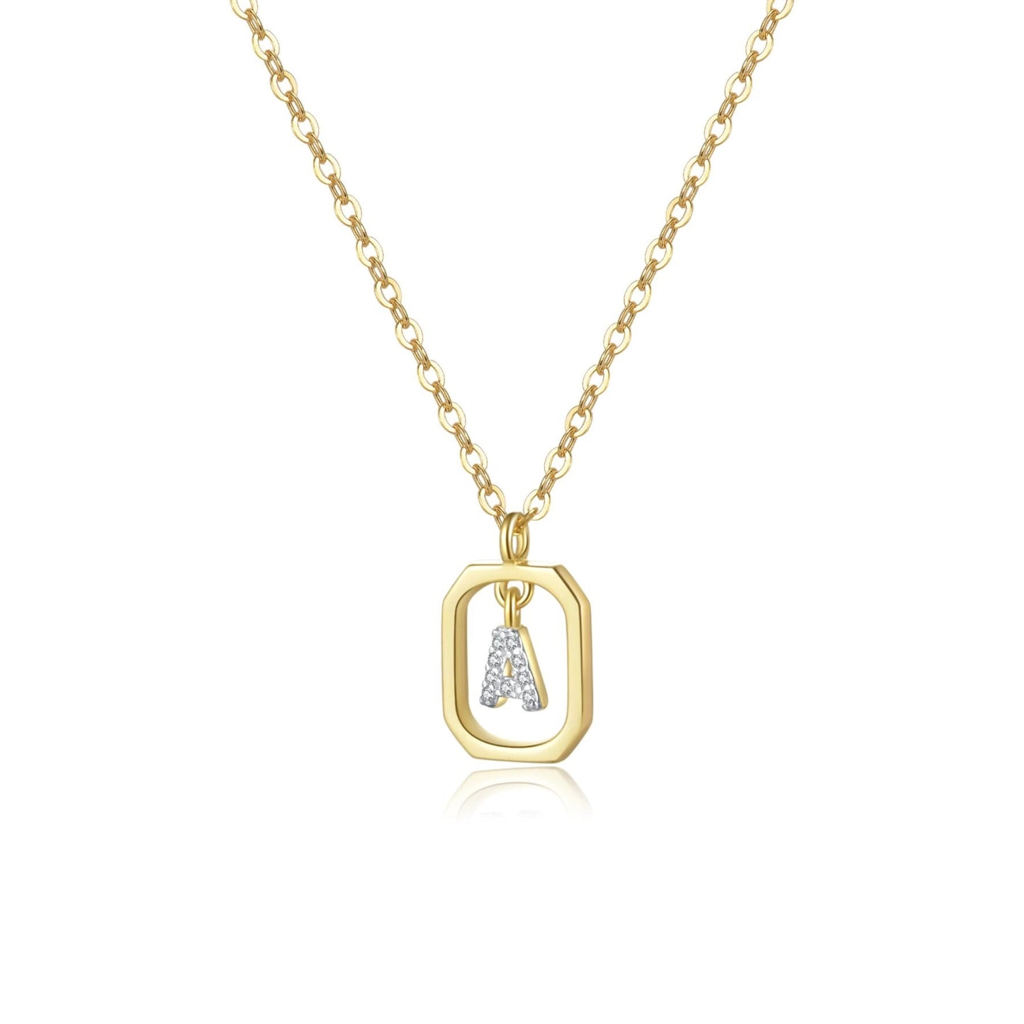 18K Gold Plated Sterling Silver Hypoallergenic Waterproof Sweatproof No-Fade Petite Alphabet Necklace The Aura