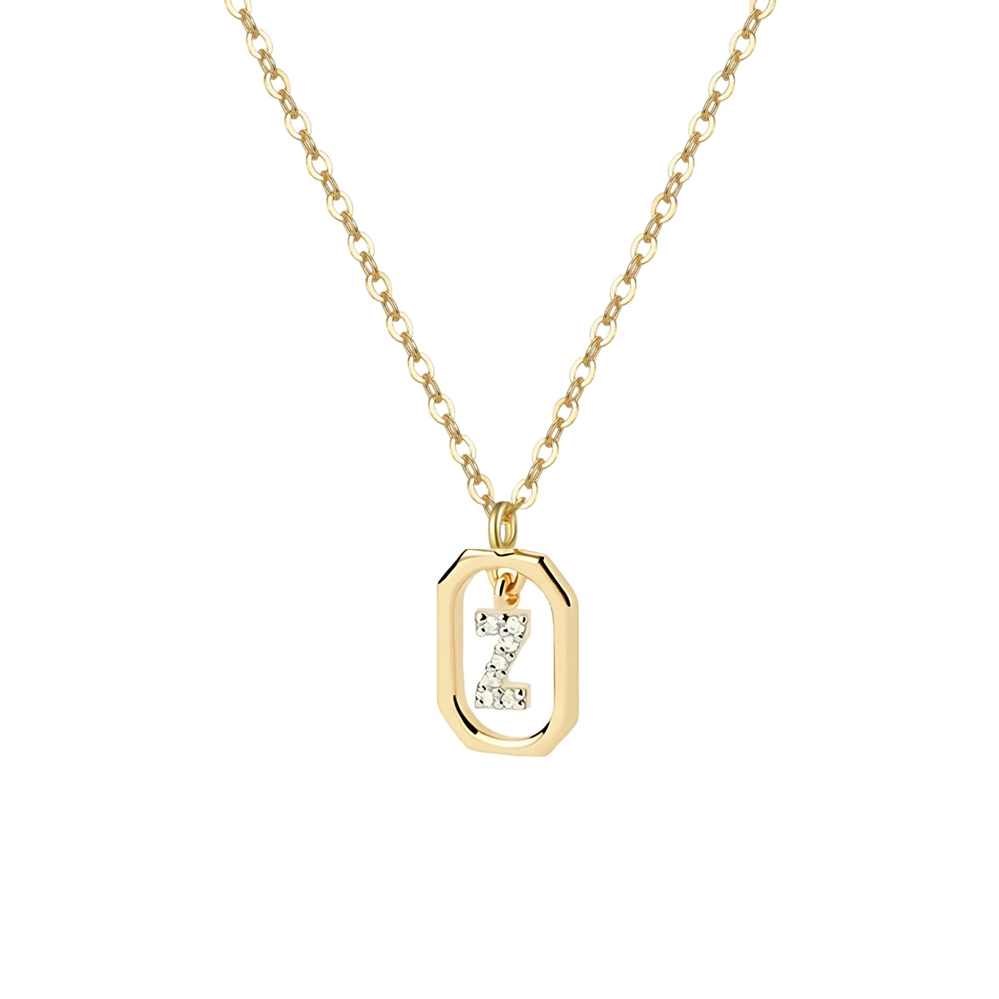 18K Gold Plated Sterling Silver Hypoallergenic Waterproof Sweatproof No-Fade Petite Alphabet Necklace The Aura