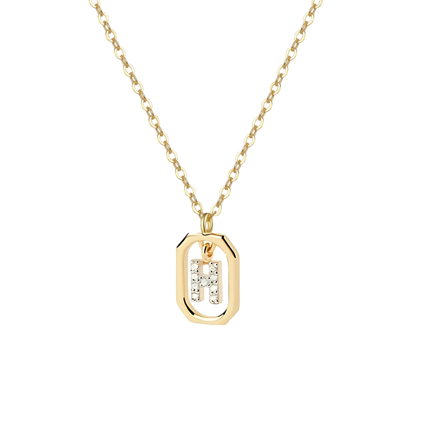 18K Gold Plated Sterling Silver Hypoallergenic Waterproof Sweatproof No-Fade Petite Alphabet Necklace The Aura