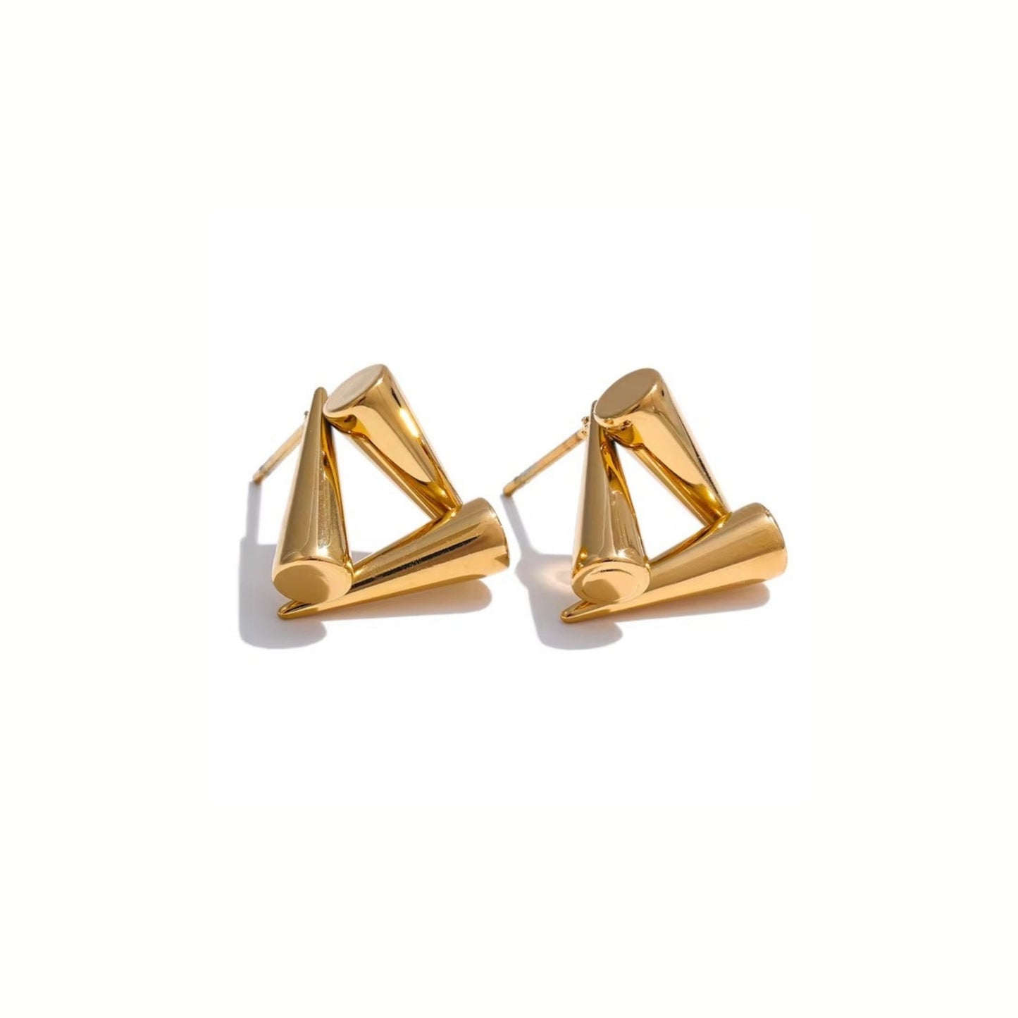 18K Gold Plated Stainless Steel Hypoallergenic Waterproof Tarnish Free Waterproof Sweatproof No-Fade Prism Stud Earrings The Aura